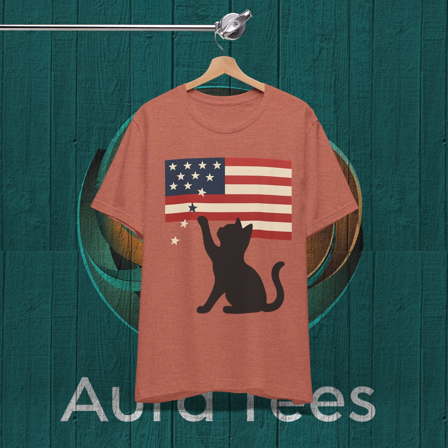 cat stars flag tee