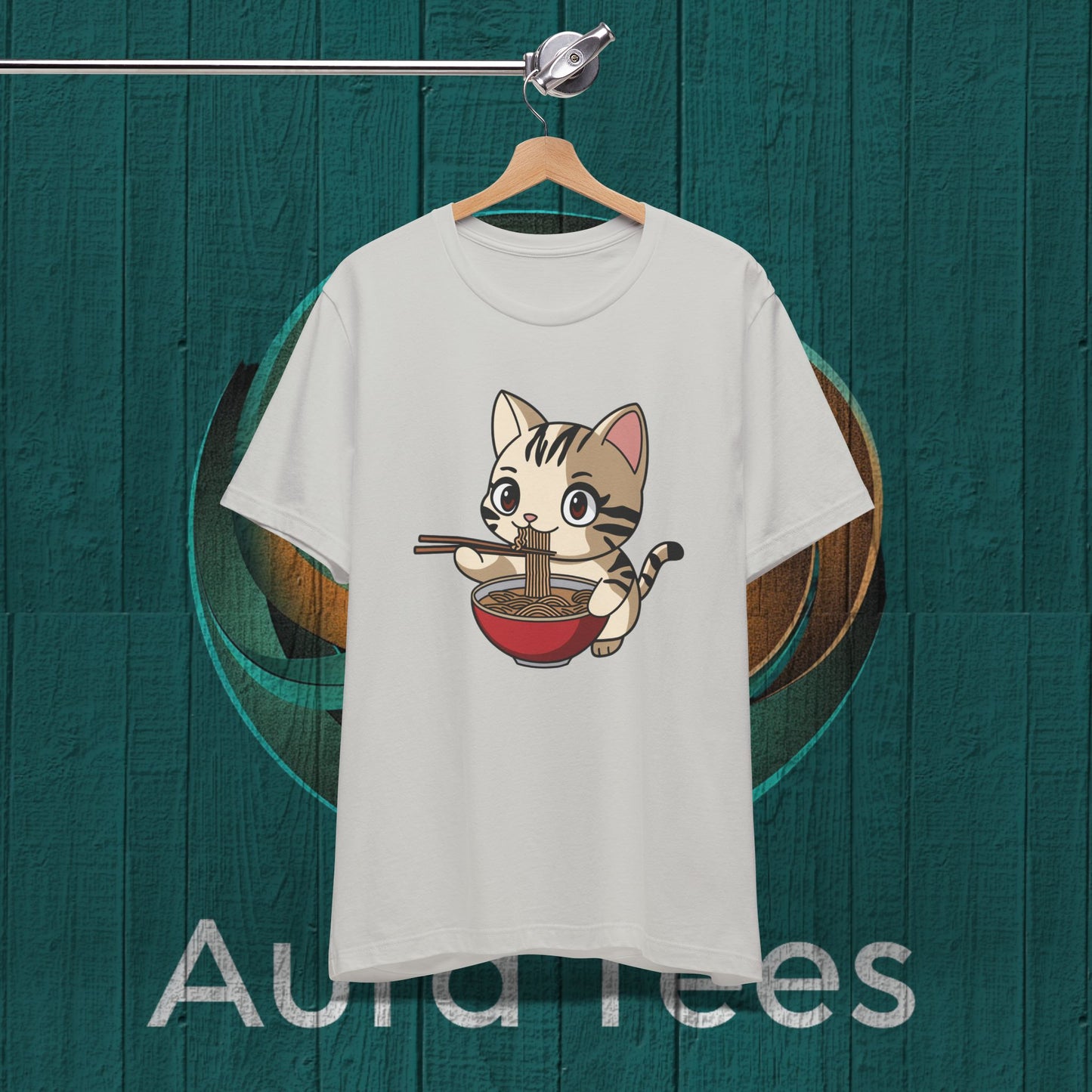 cat ramen chopsticks tee