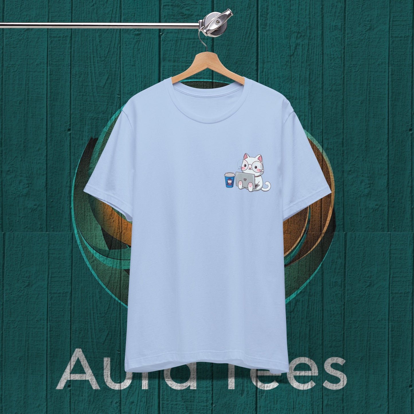 cat and laptop tee