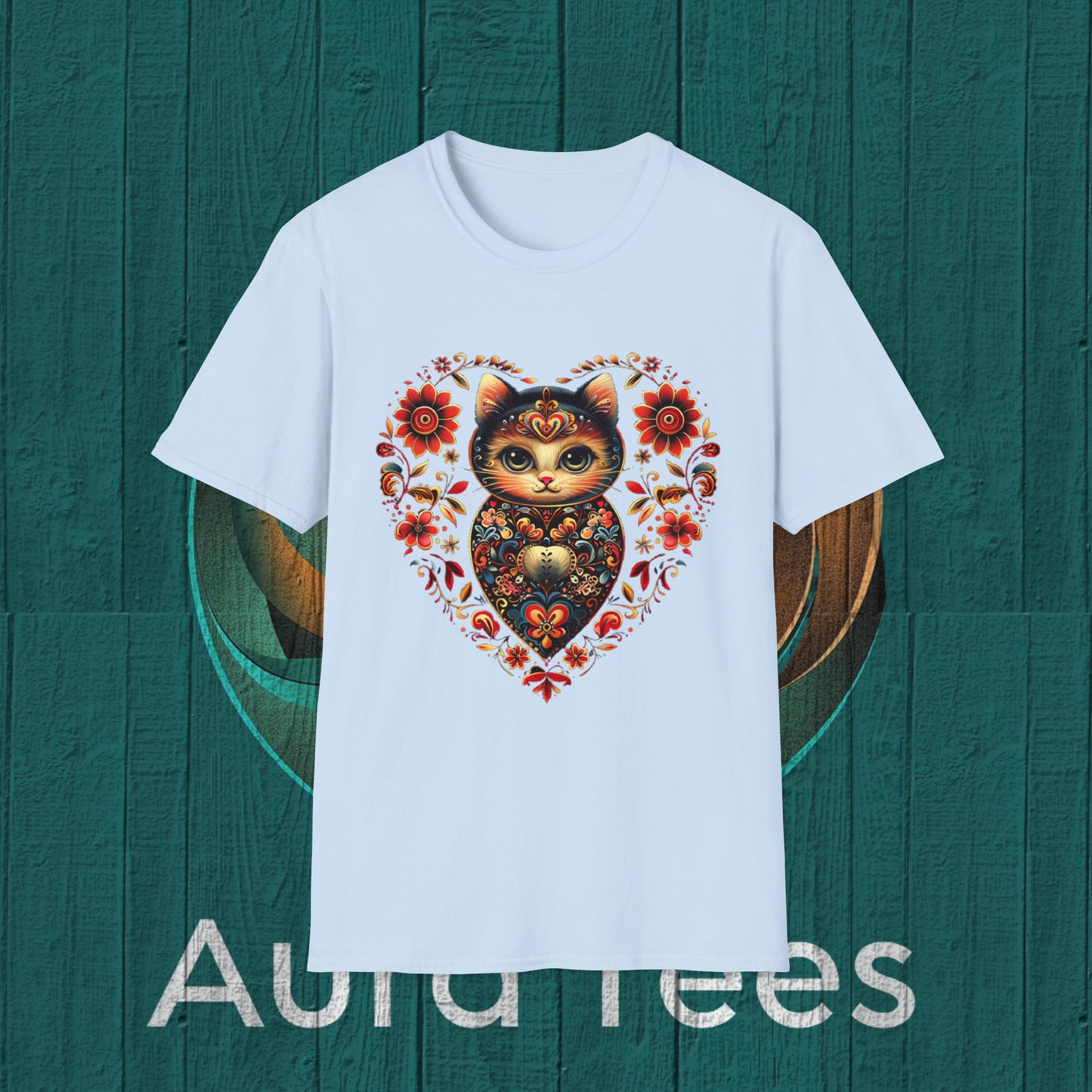 russian kitty nesting flower tee