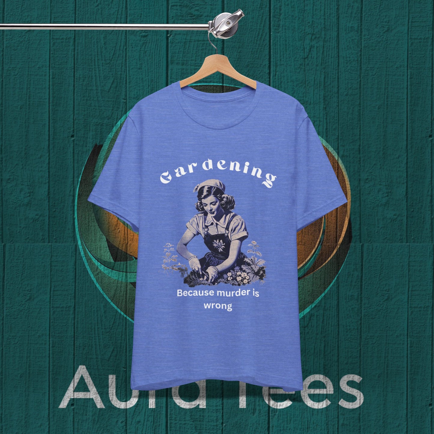 Vintage Gardening murder tee white text