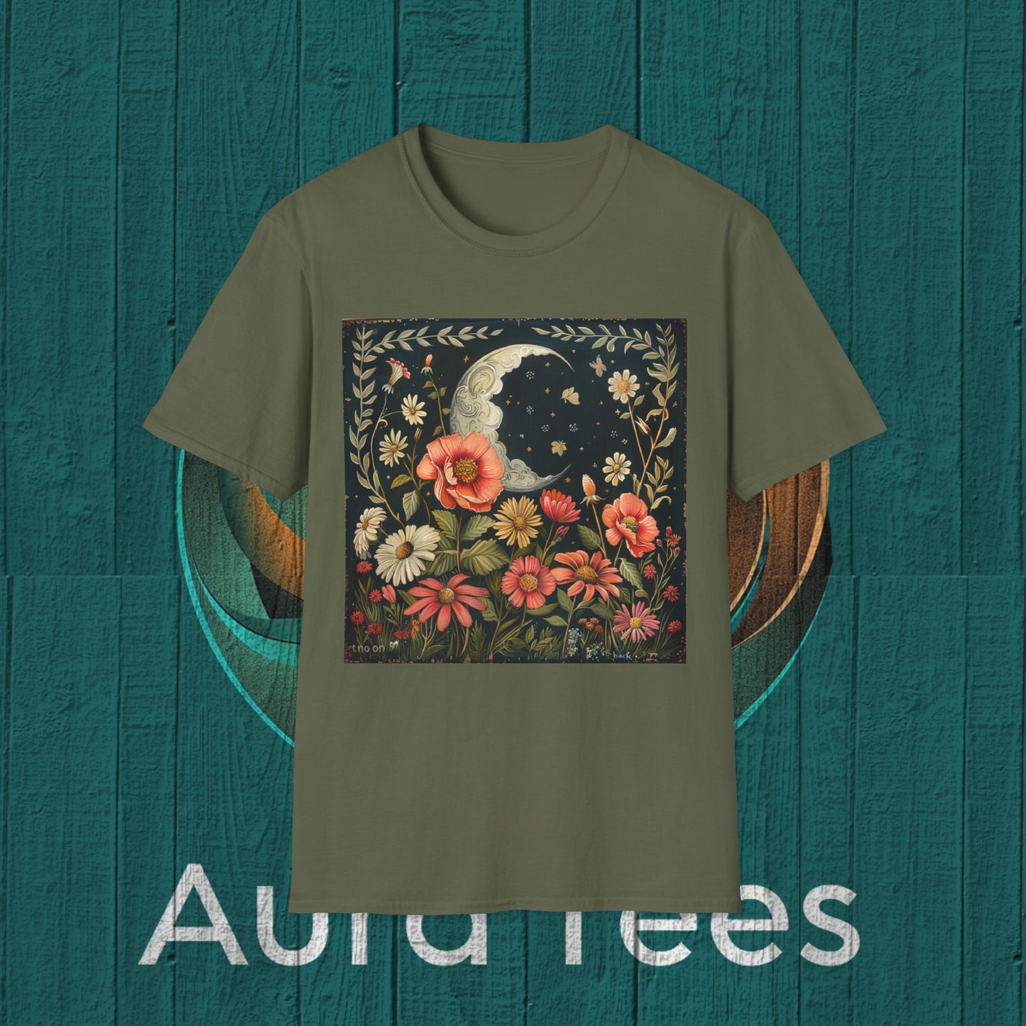 moon and flowers tee