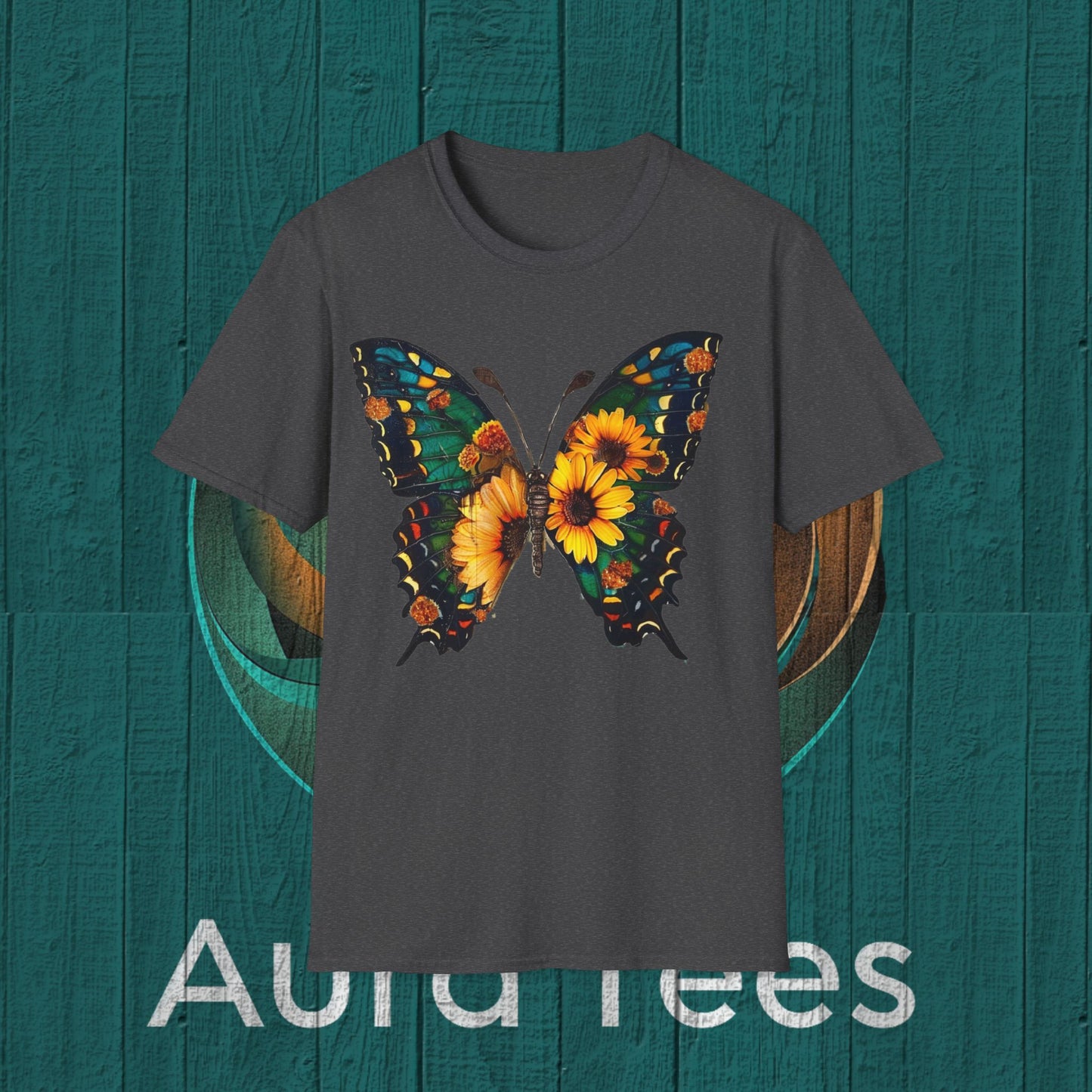 sunflower butterfly double exposure tee