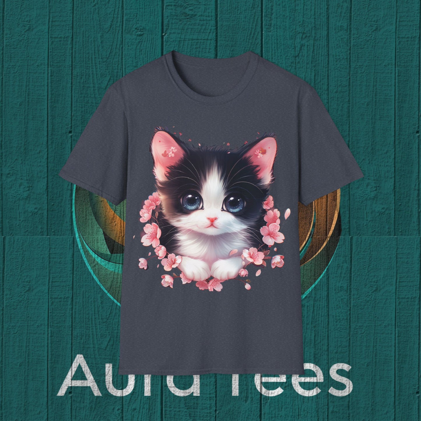 kawaii kitten flower burst tee