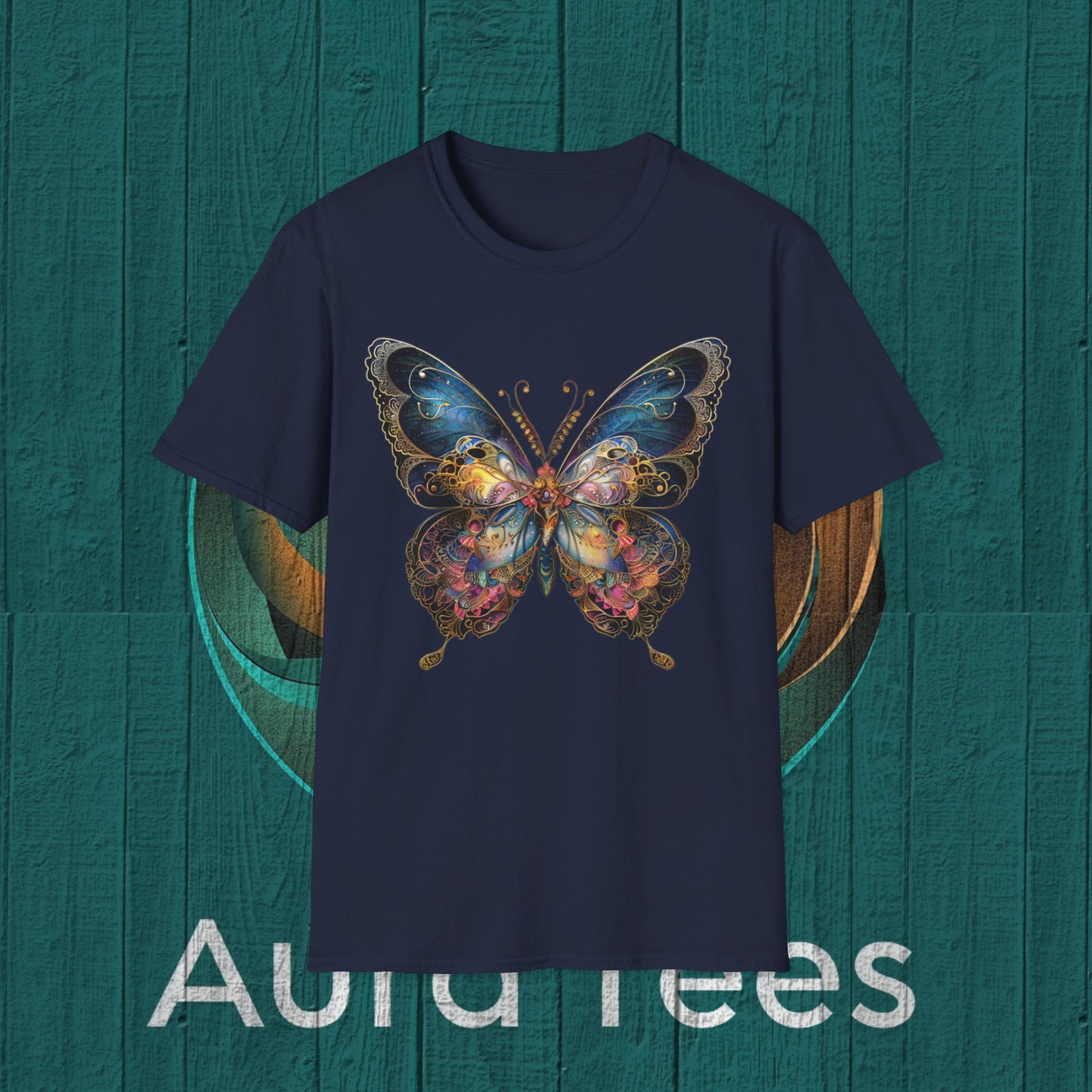 stained glass butterfly deco tee