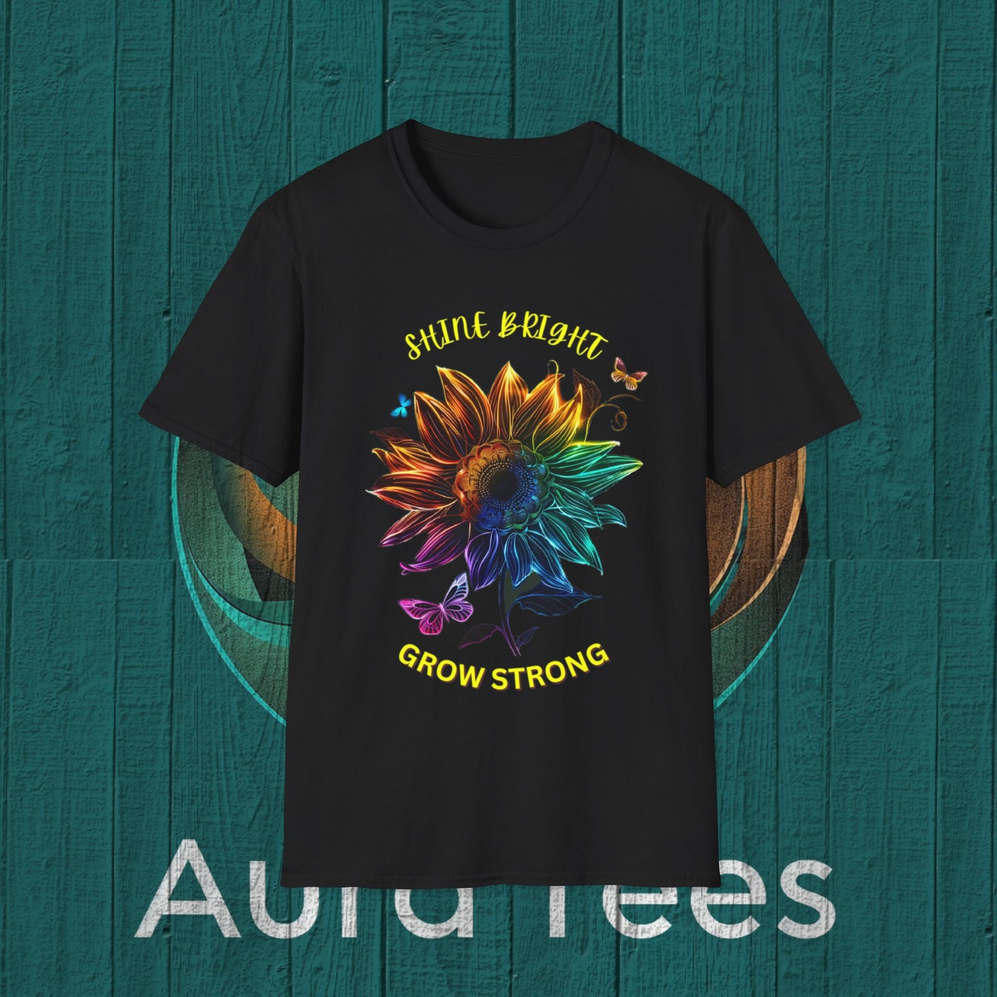 neon sunflower with caption tee