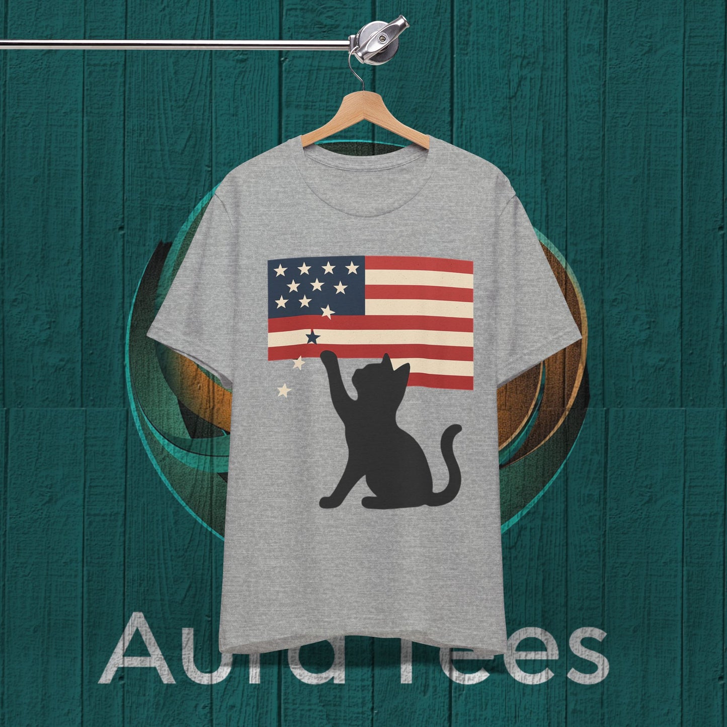 cat stars flag tee