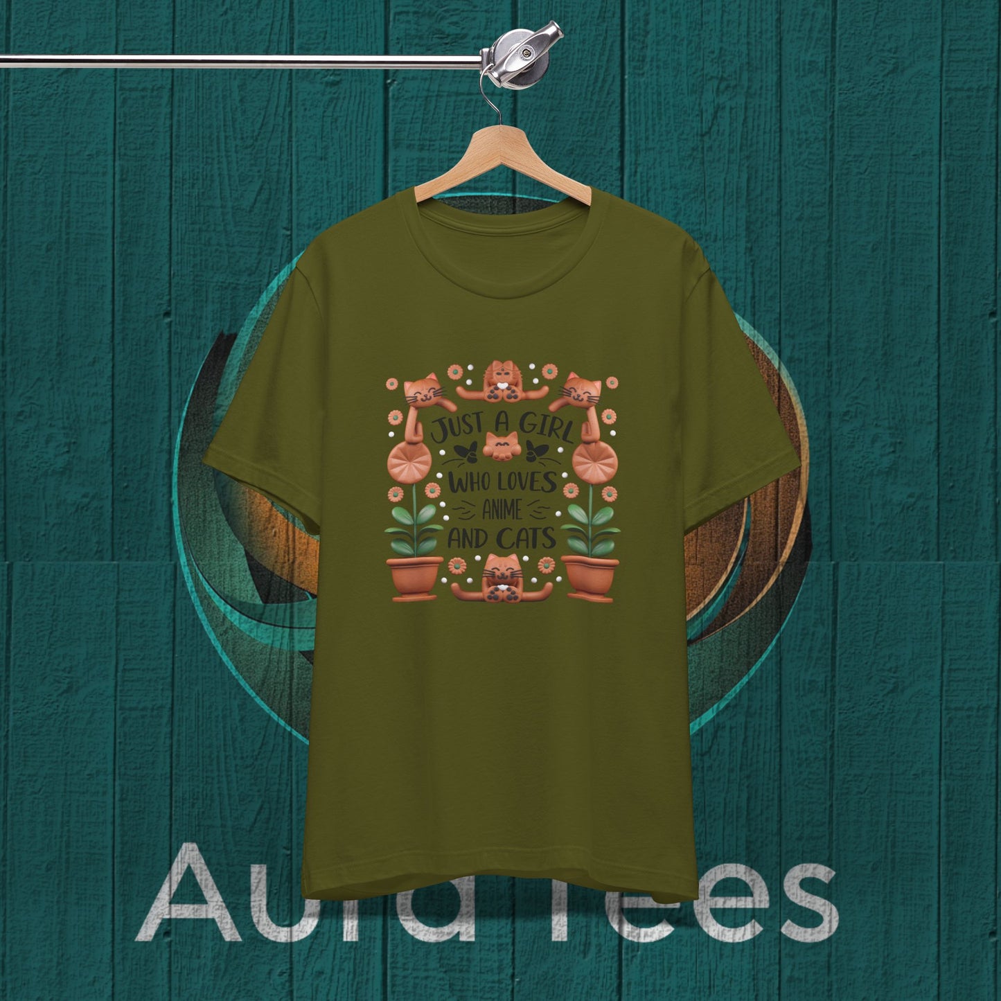 just a girl anime cats clay tee