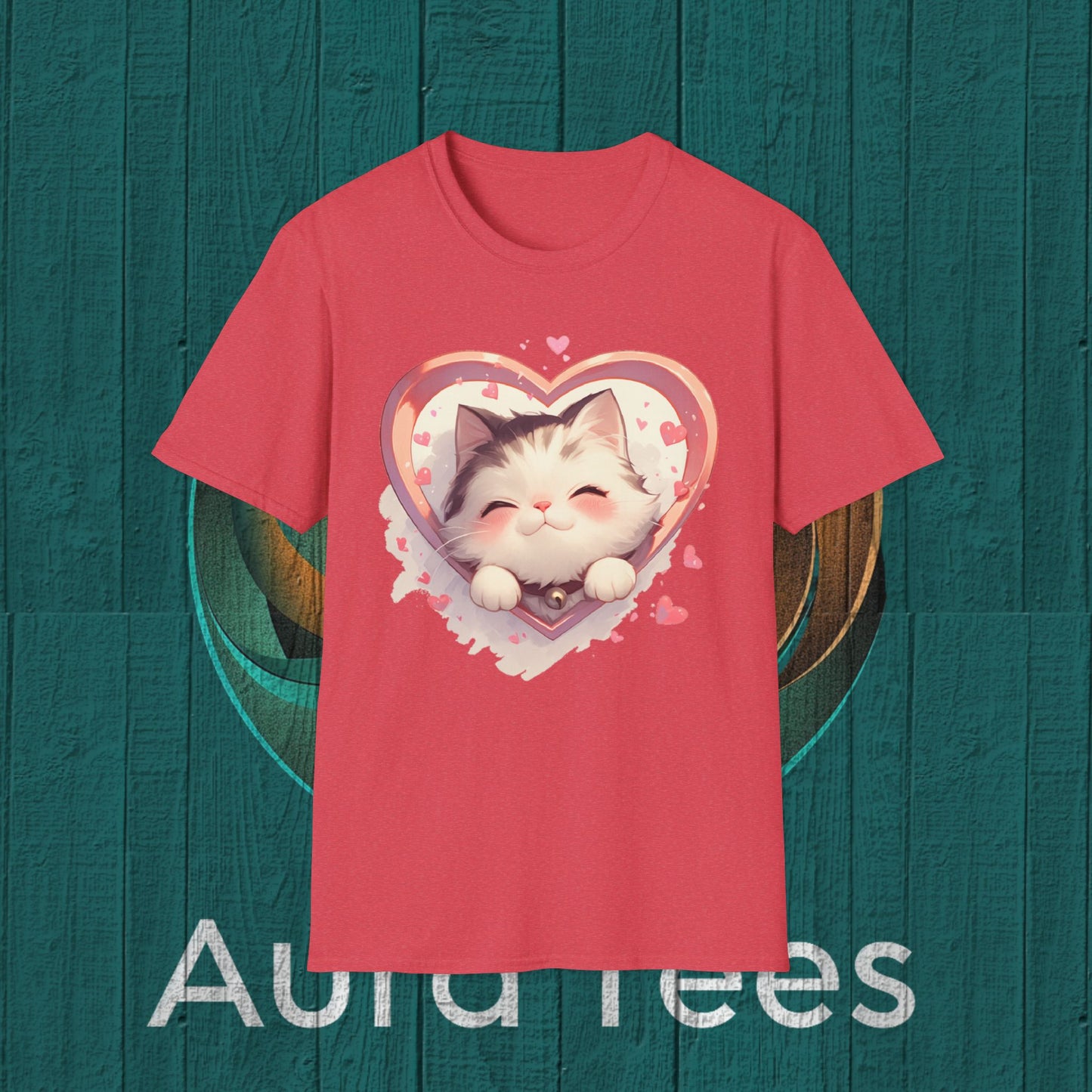 kawaii kitten heart tee