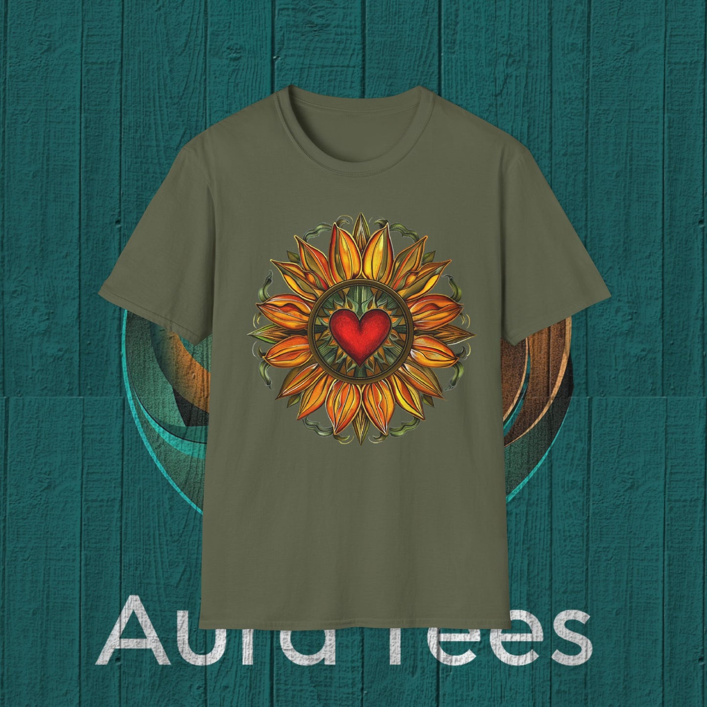 red heart sunflower tee