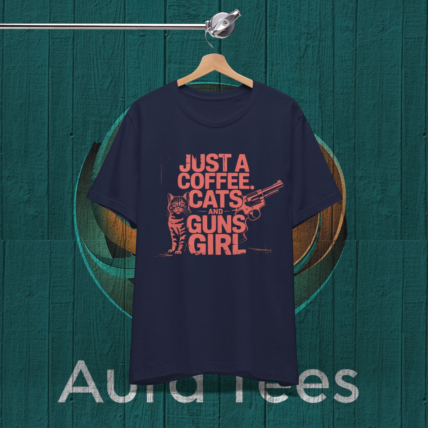 cats coffee and guns girl tee