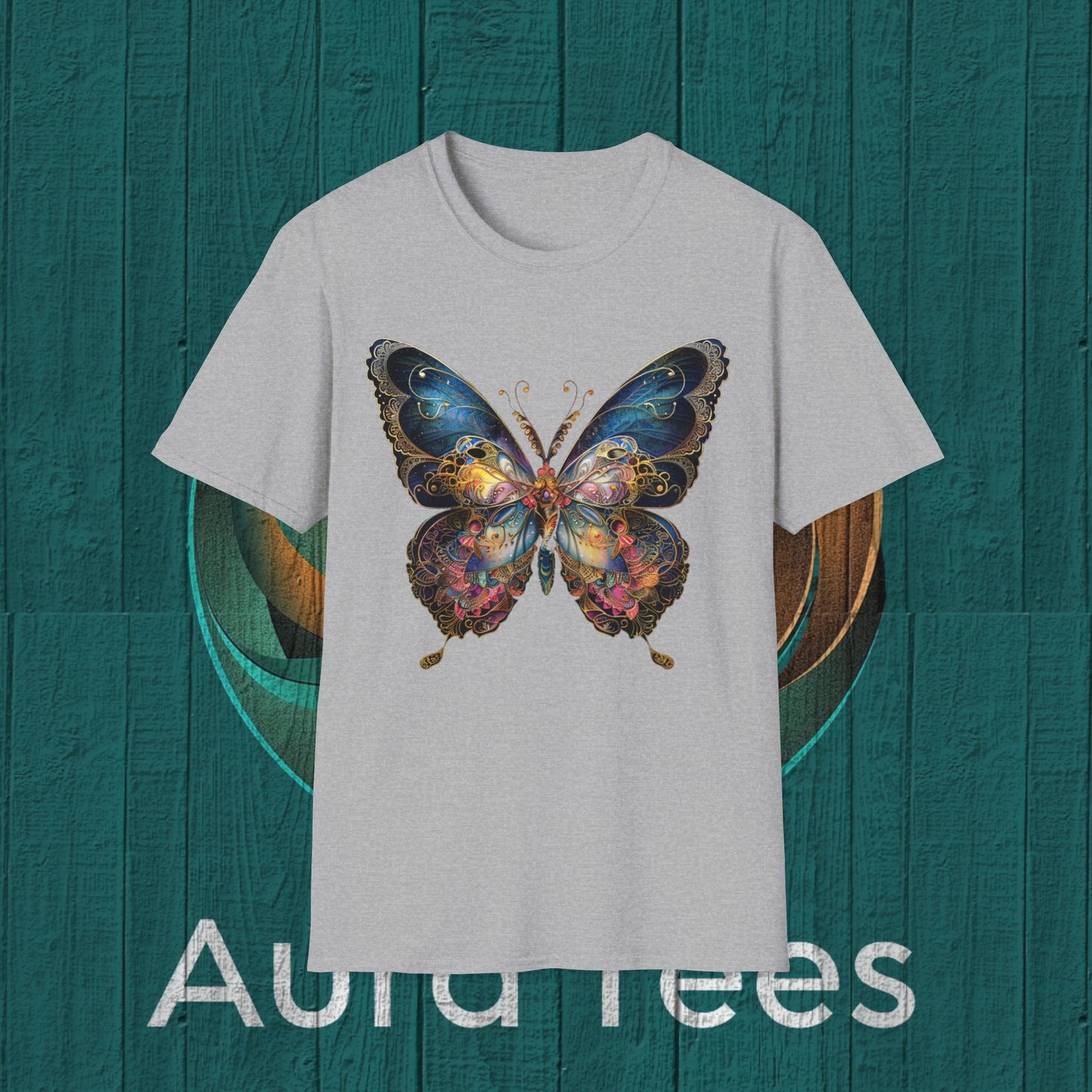 stained glass butterfly deco tee