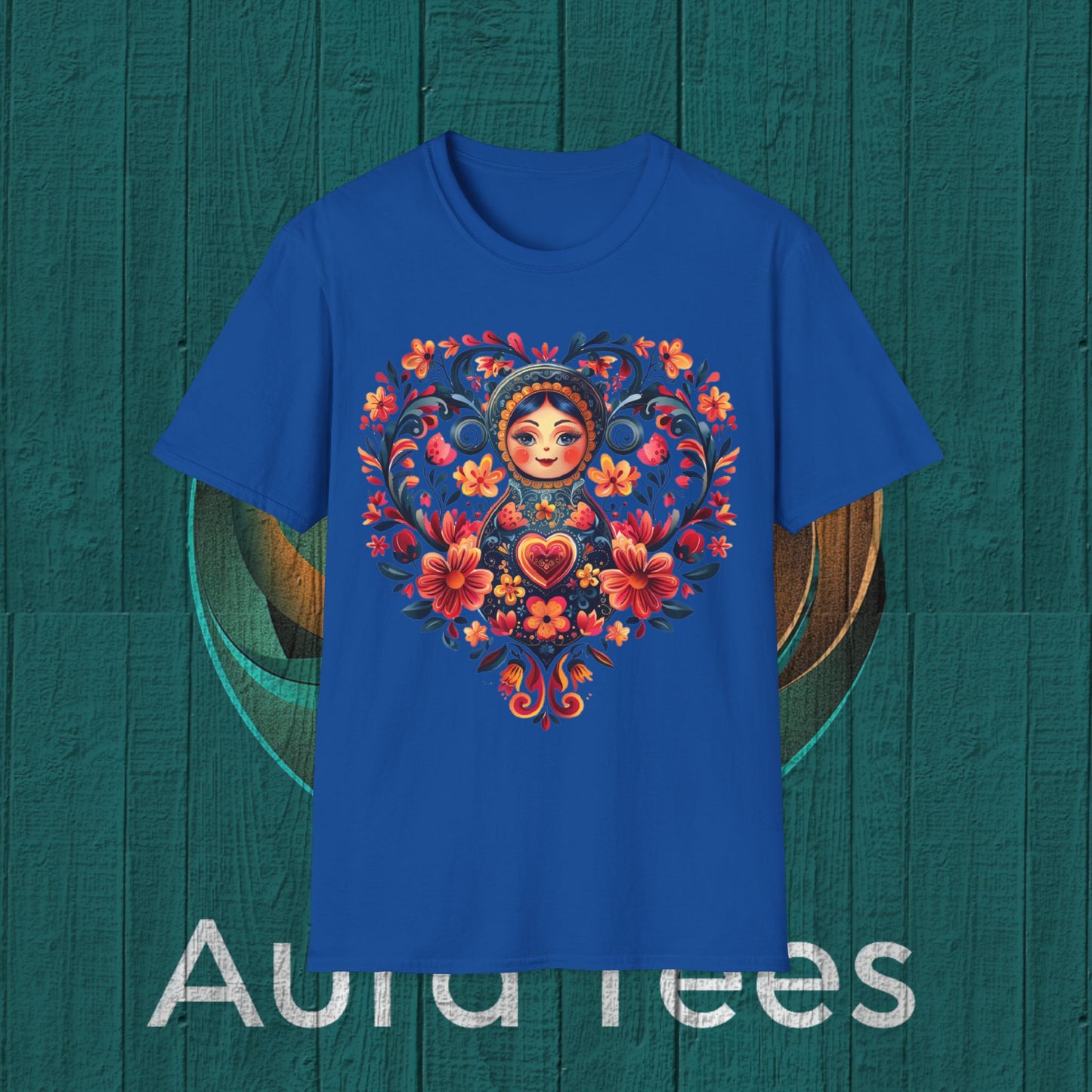 russian nesting doll floral heart tee
