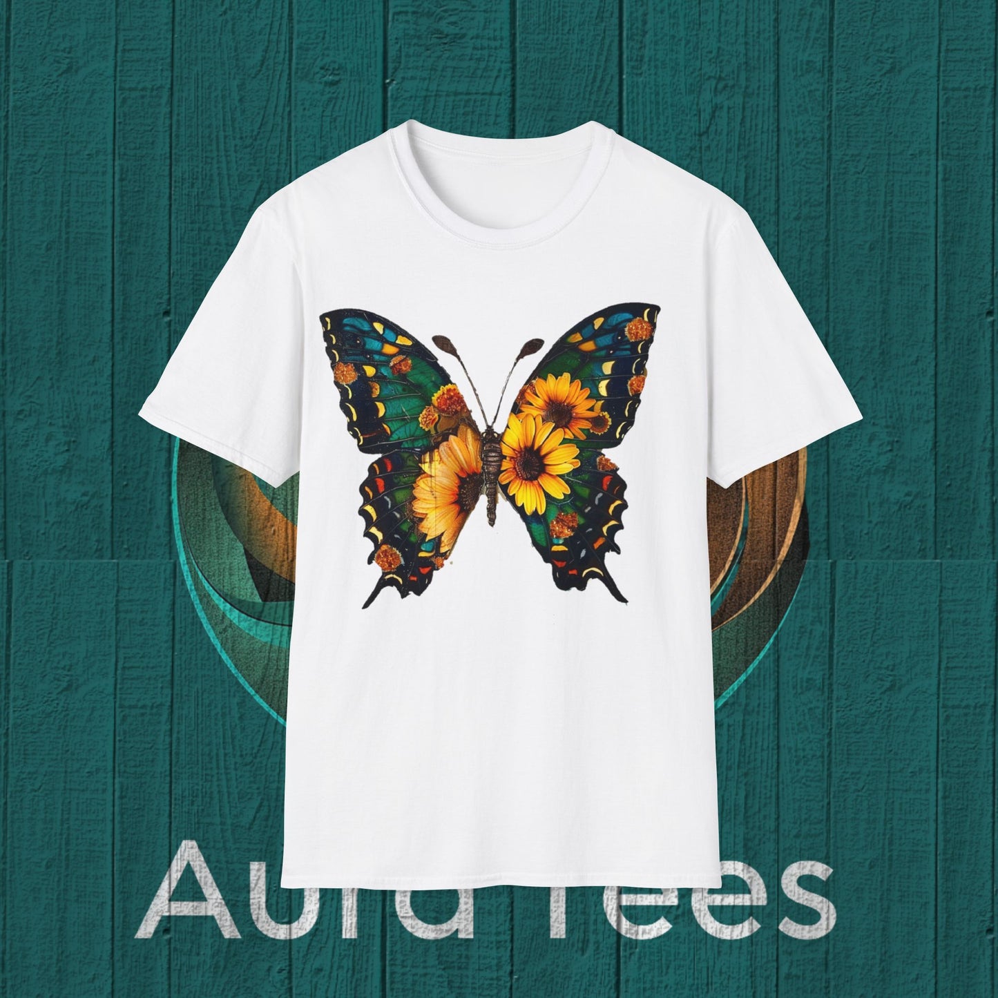 sunflower butterfly double exposure tee