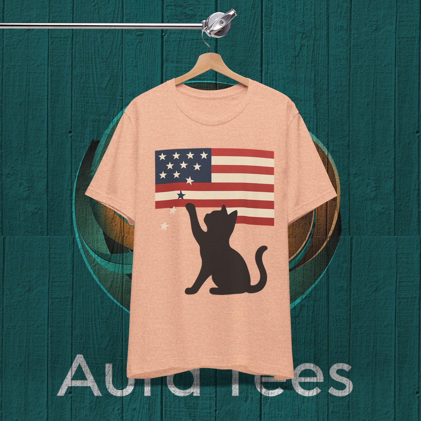 cat stars flag tee
