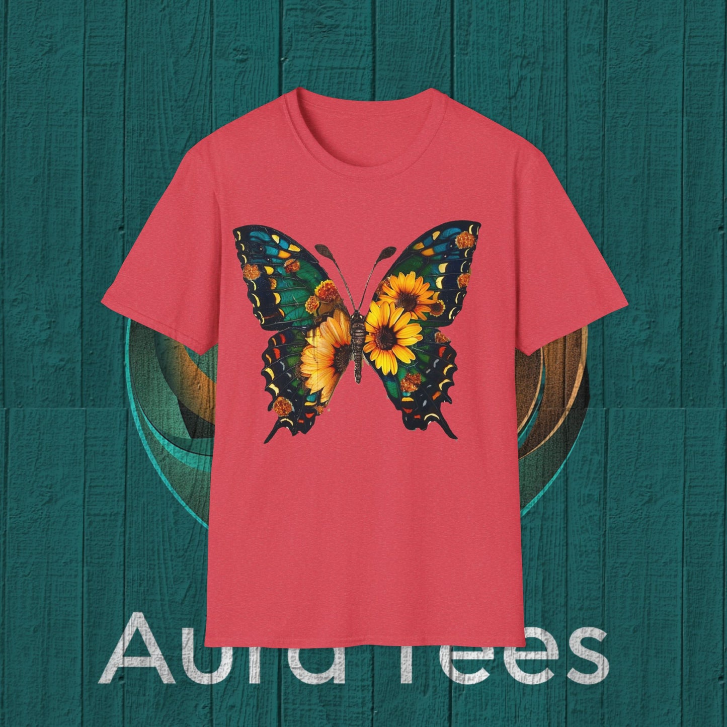 sunflower butterfly double exposure tee