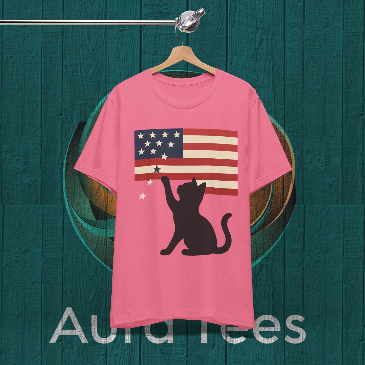 cat stars flag tee