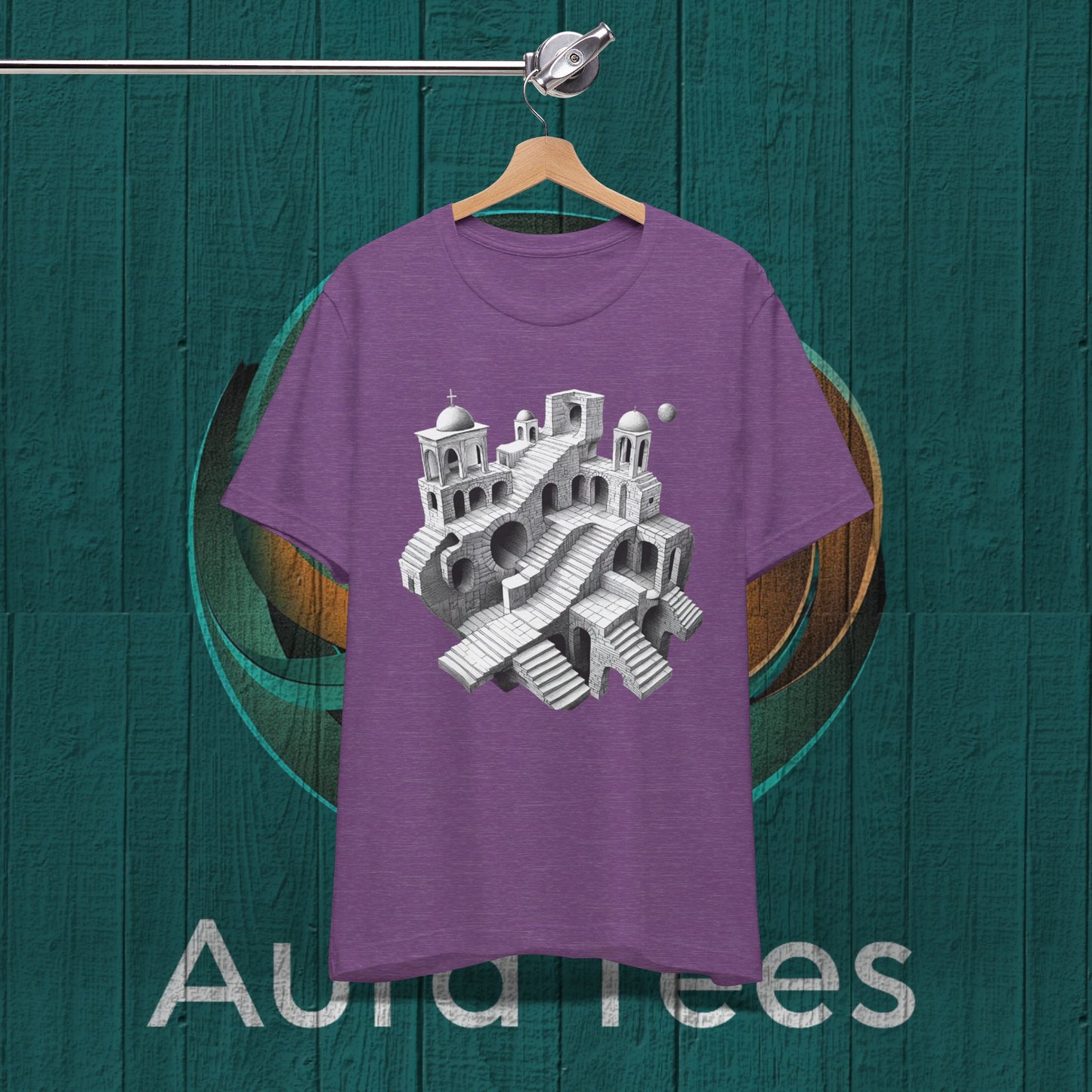 op art escher style tee