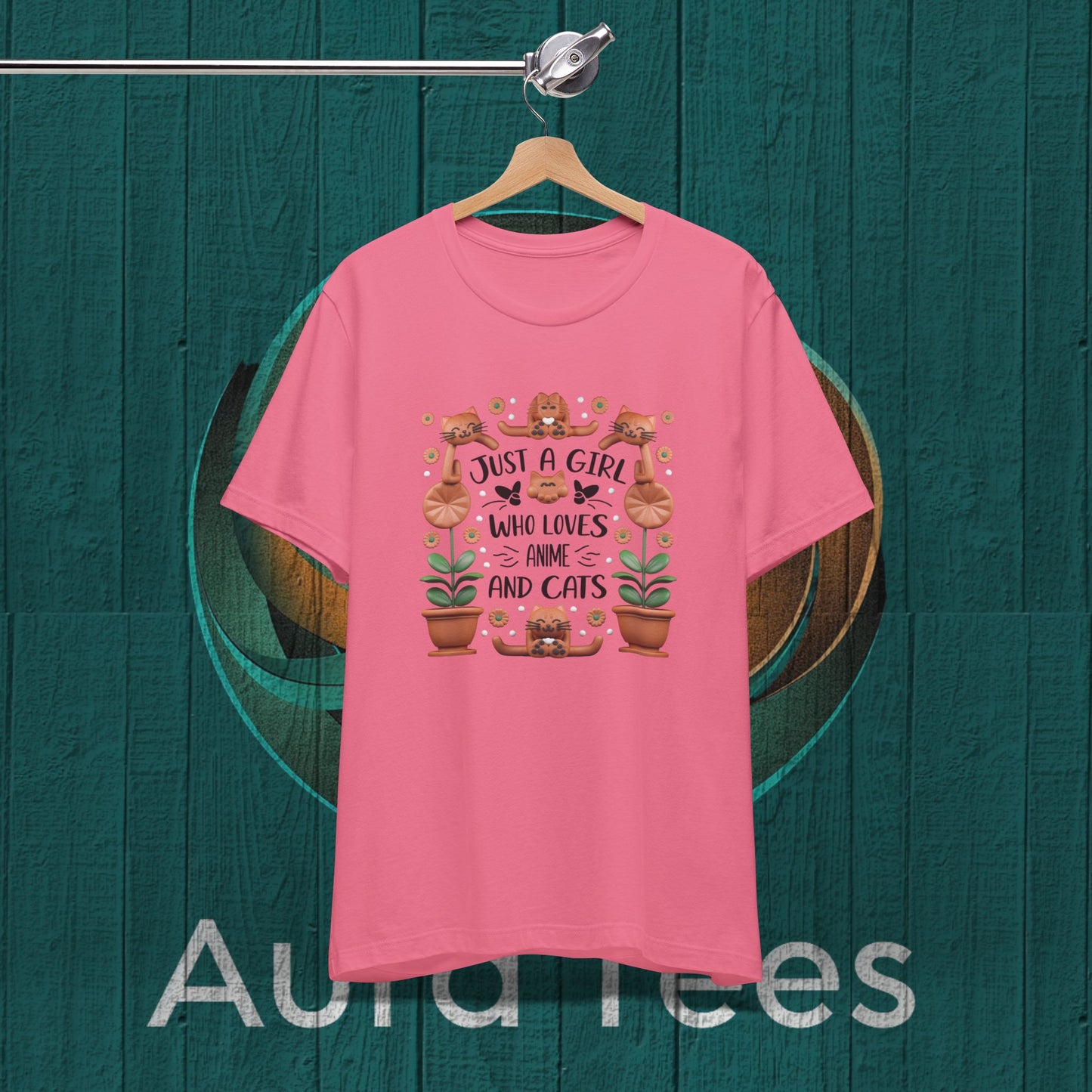 just a girl anime cats clay tee