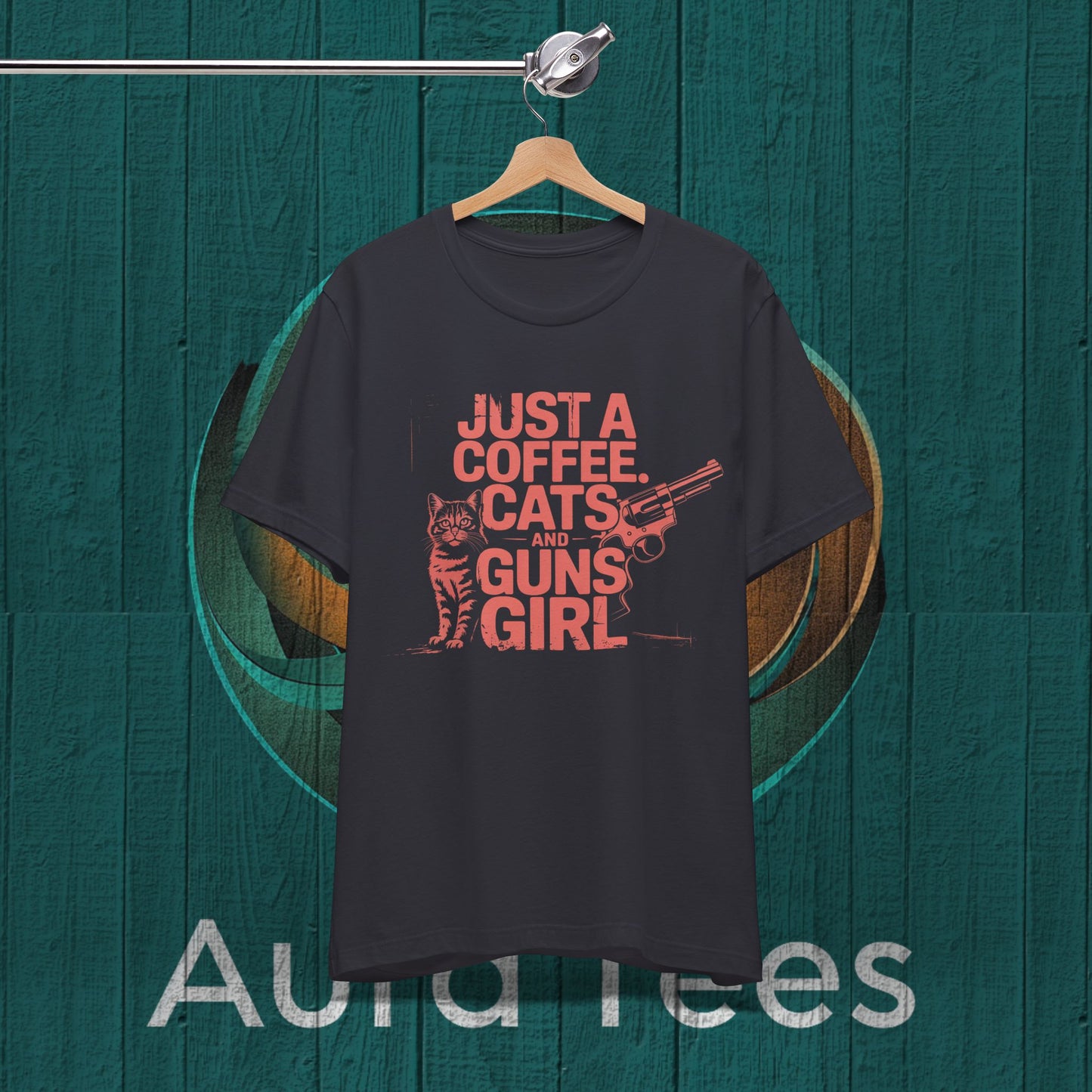 cats coffee and guns girl tee