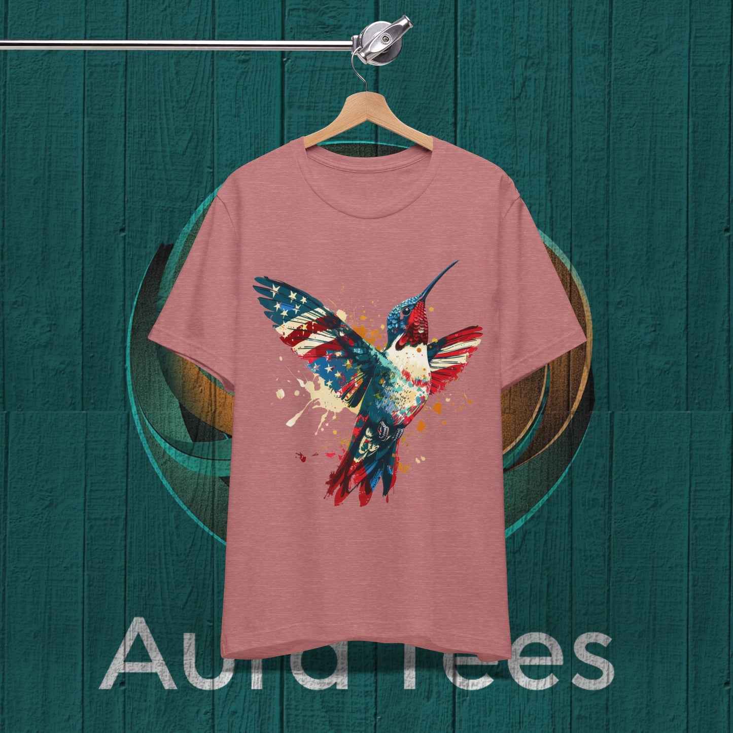 americana watercolor hummingbird tee