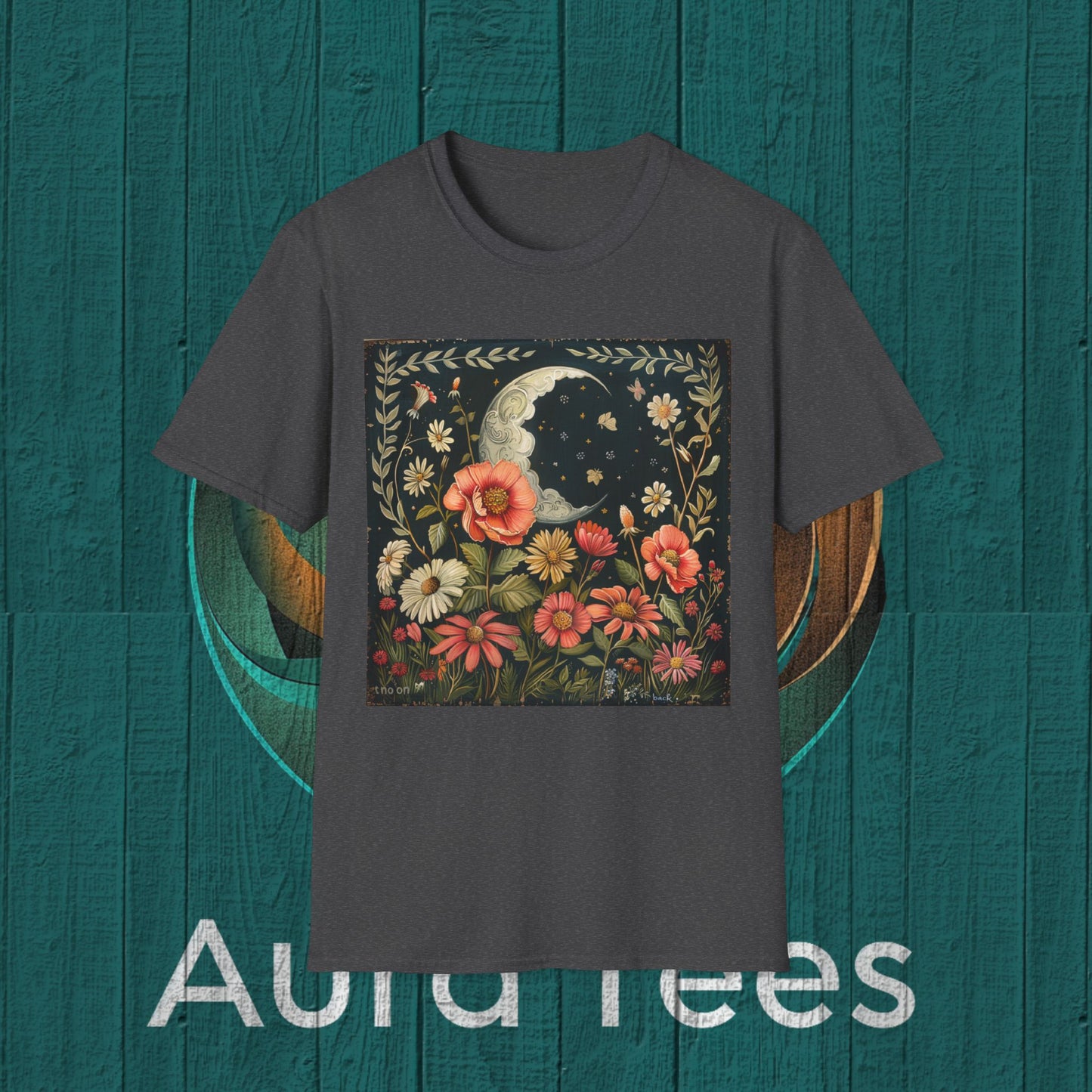 moon and flowers tee