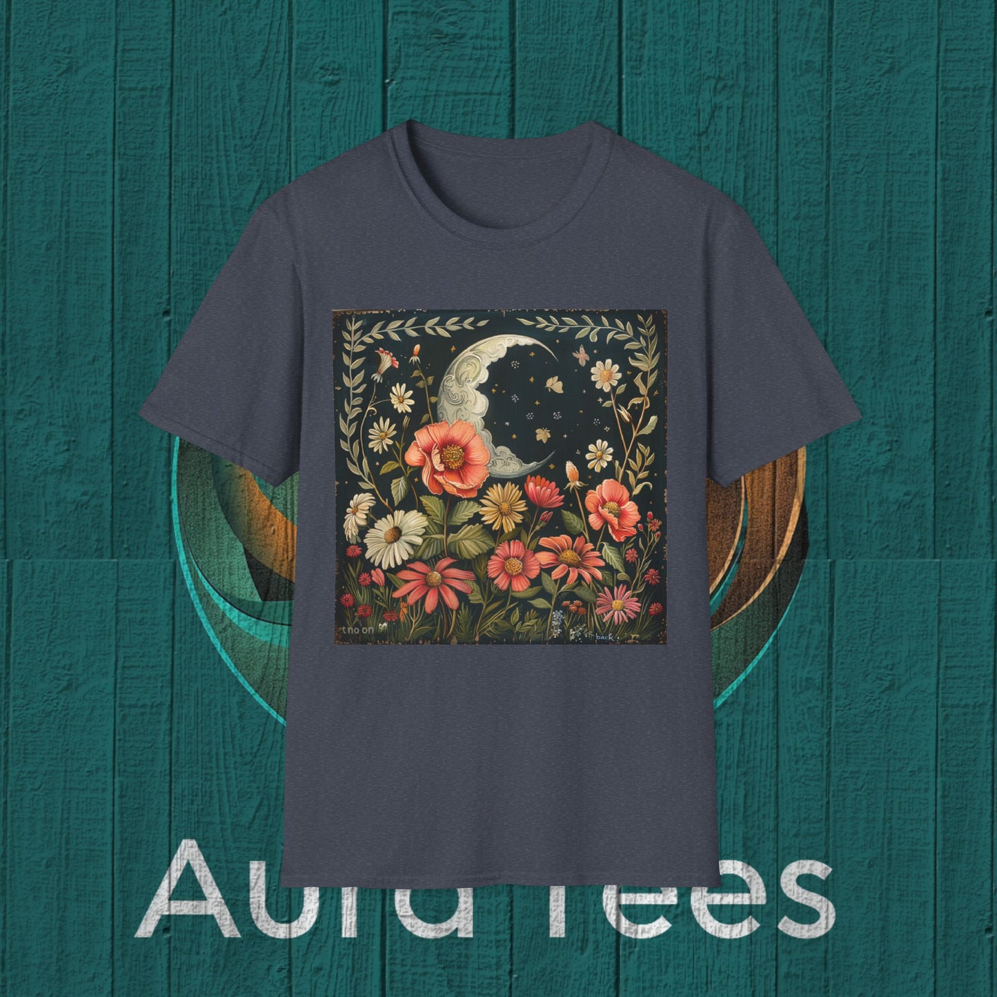 moon and flowers tee