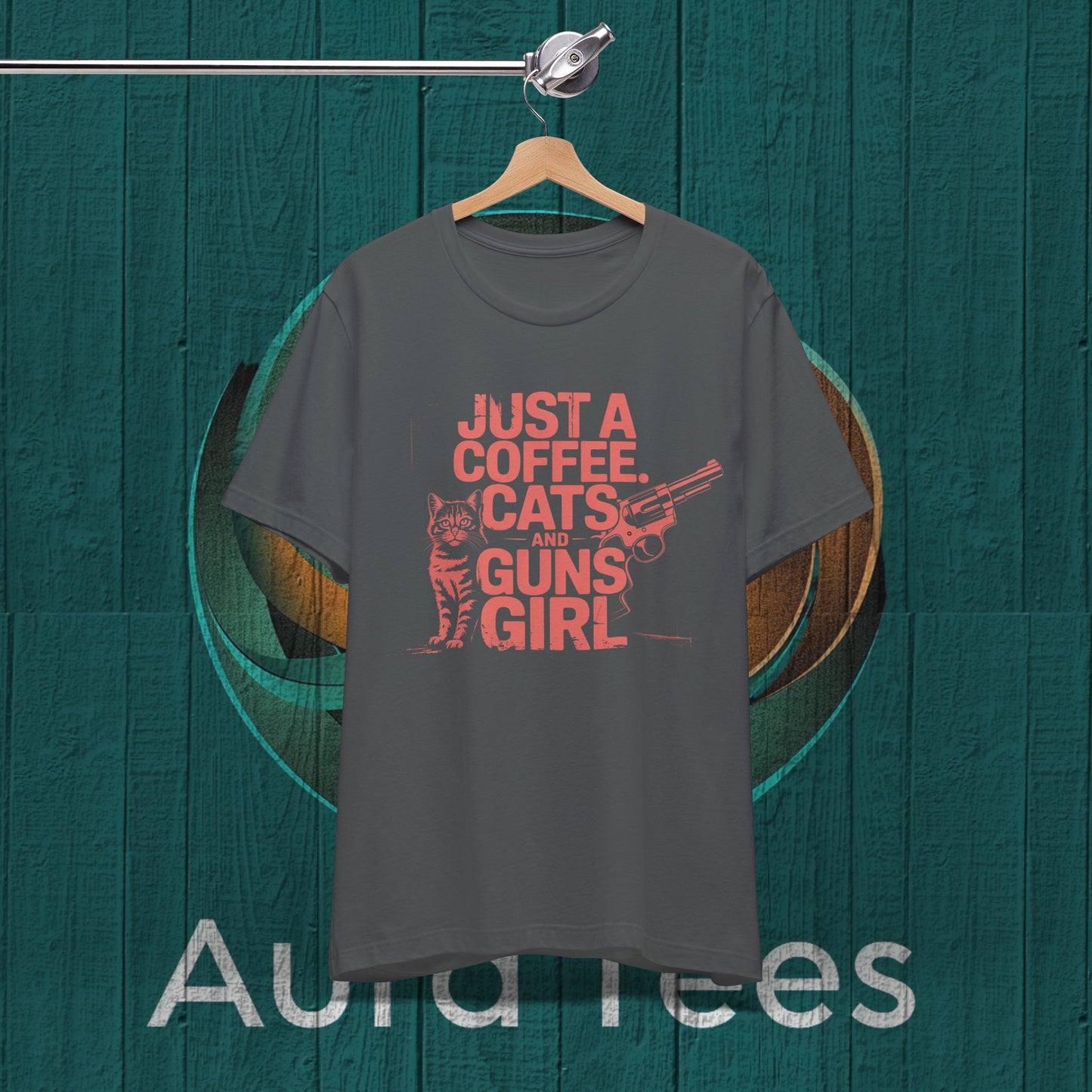 cats coffee and guns girl tee