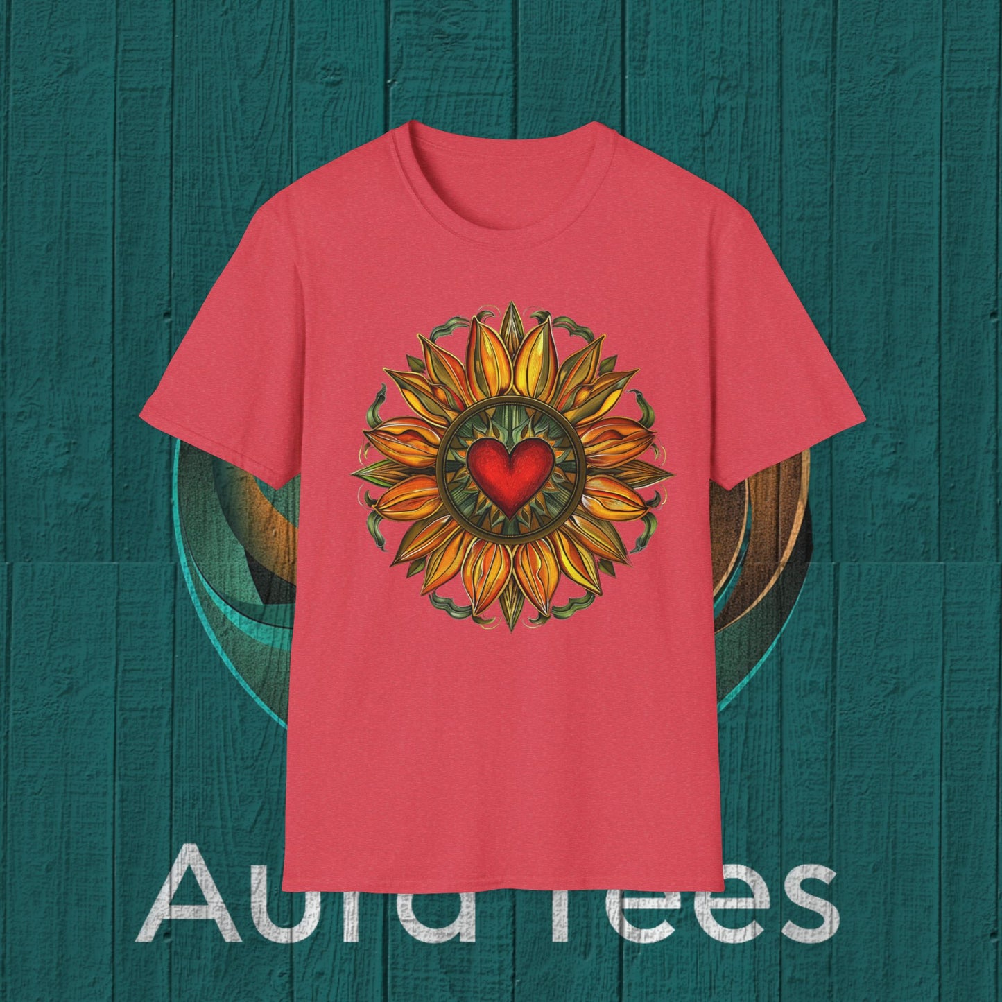 red heart sunflower tee