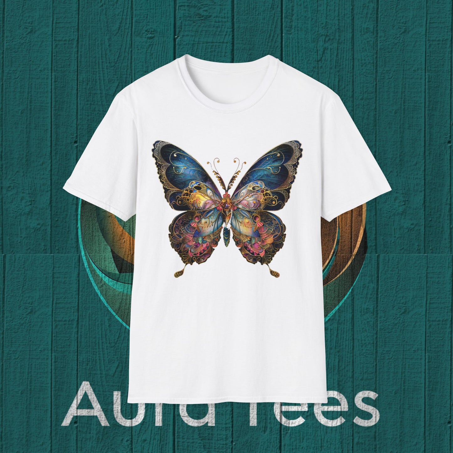 stained glass butterfly deco tee