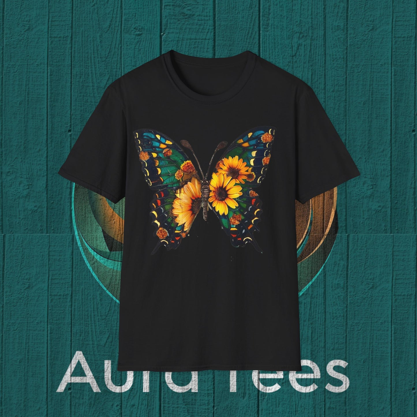 sunflower butterfly double exposure tee