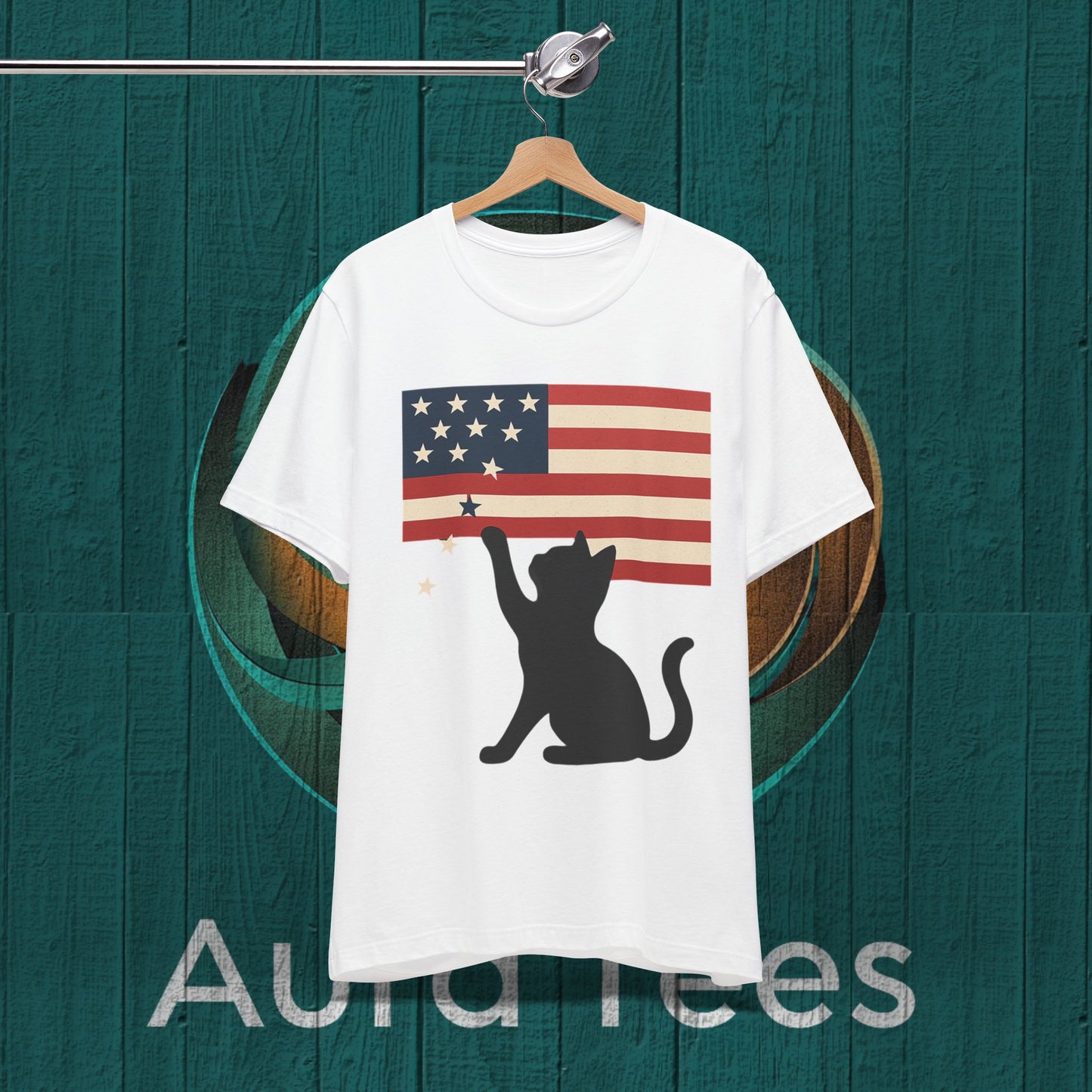 cat stars flag tee
