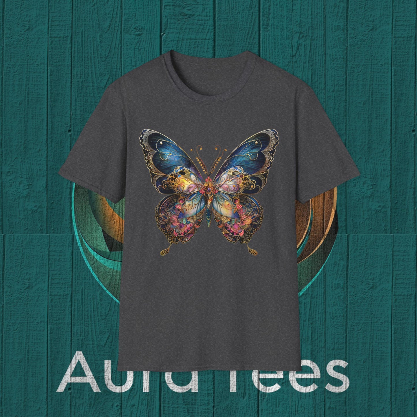 stained glass butterfly deco tee