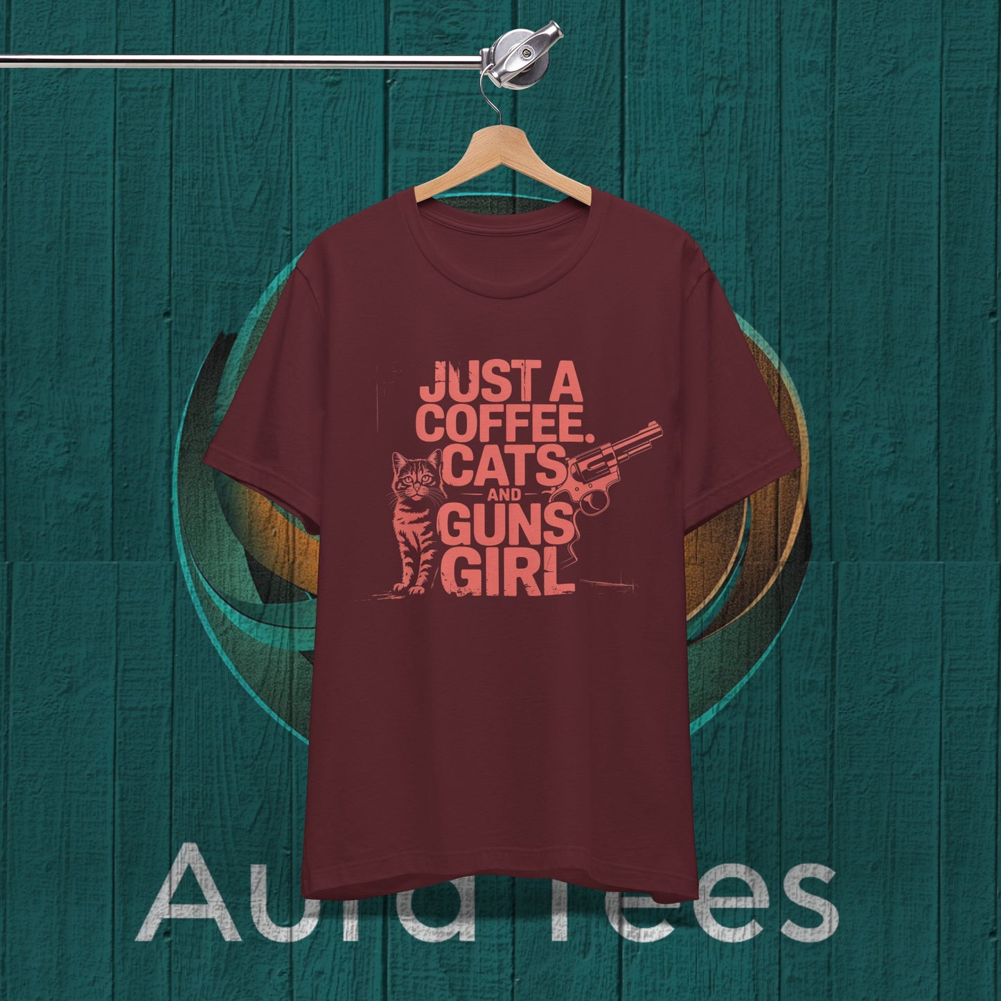 cats coffee and guns girl tee