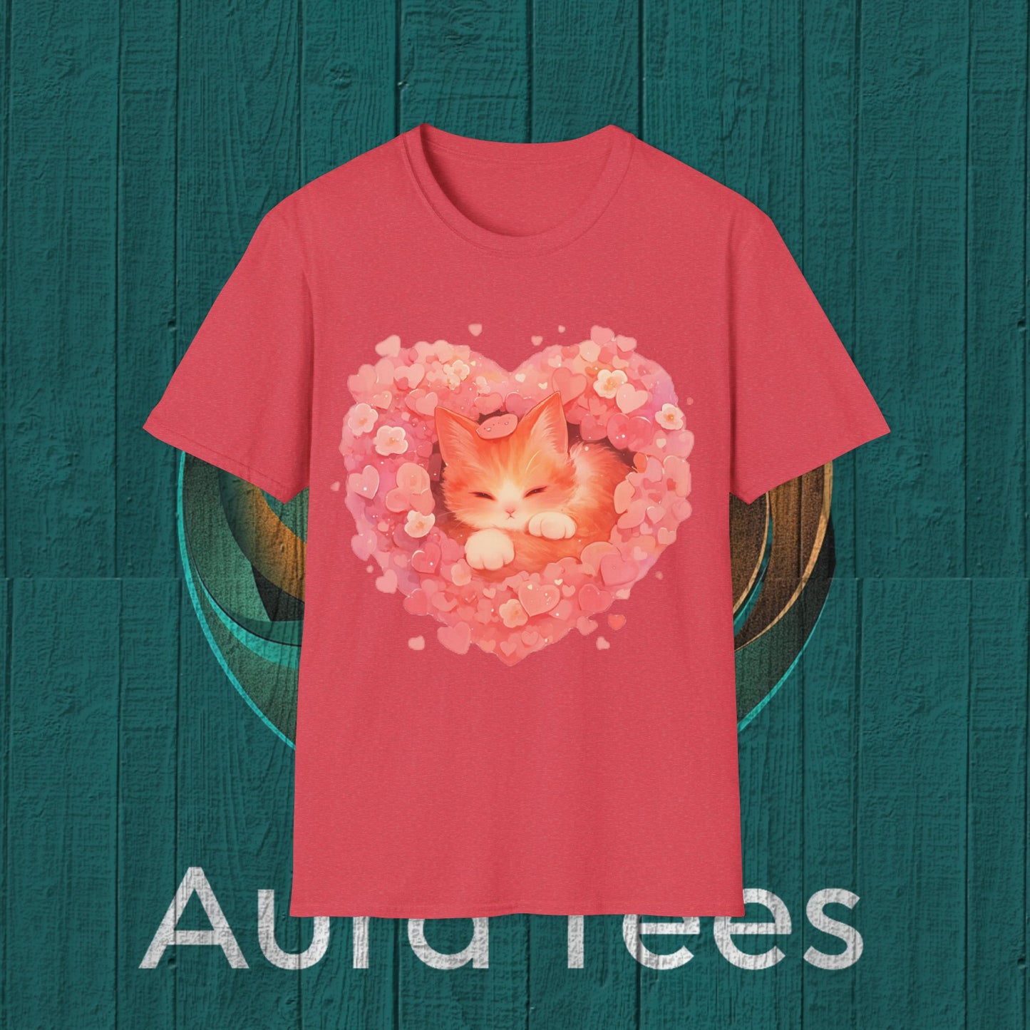 kawaii flower heart kitty tee