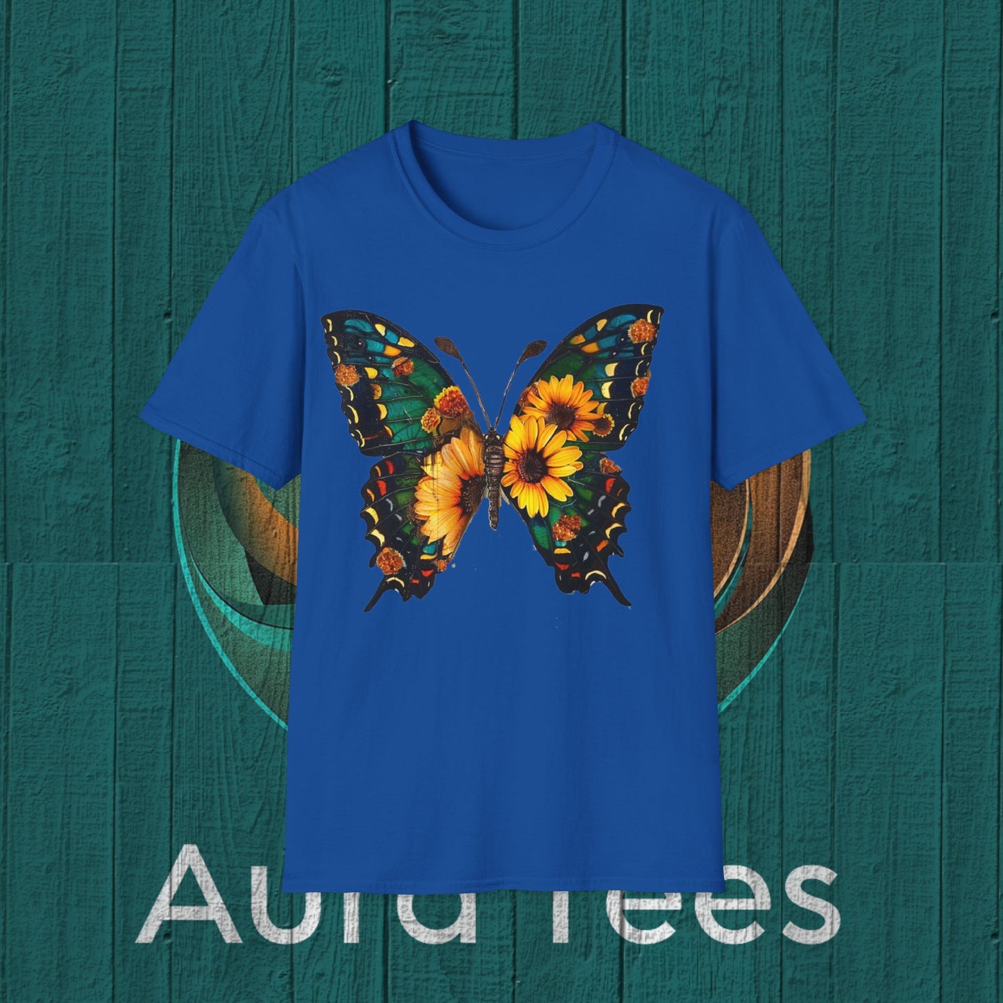 sunflower butterfly double exposure tee