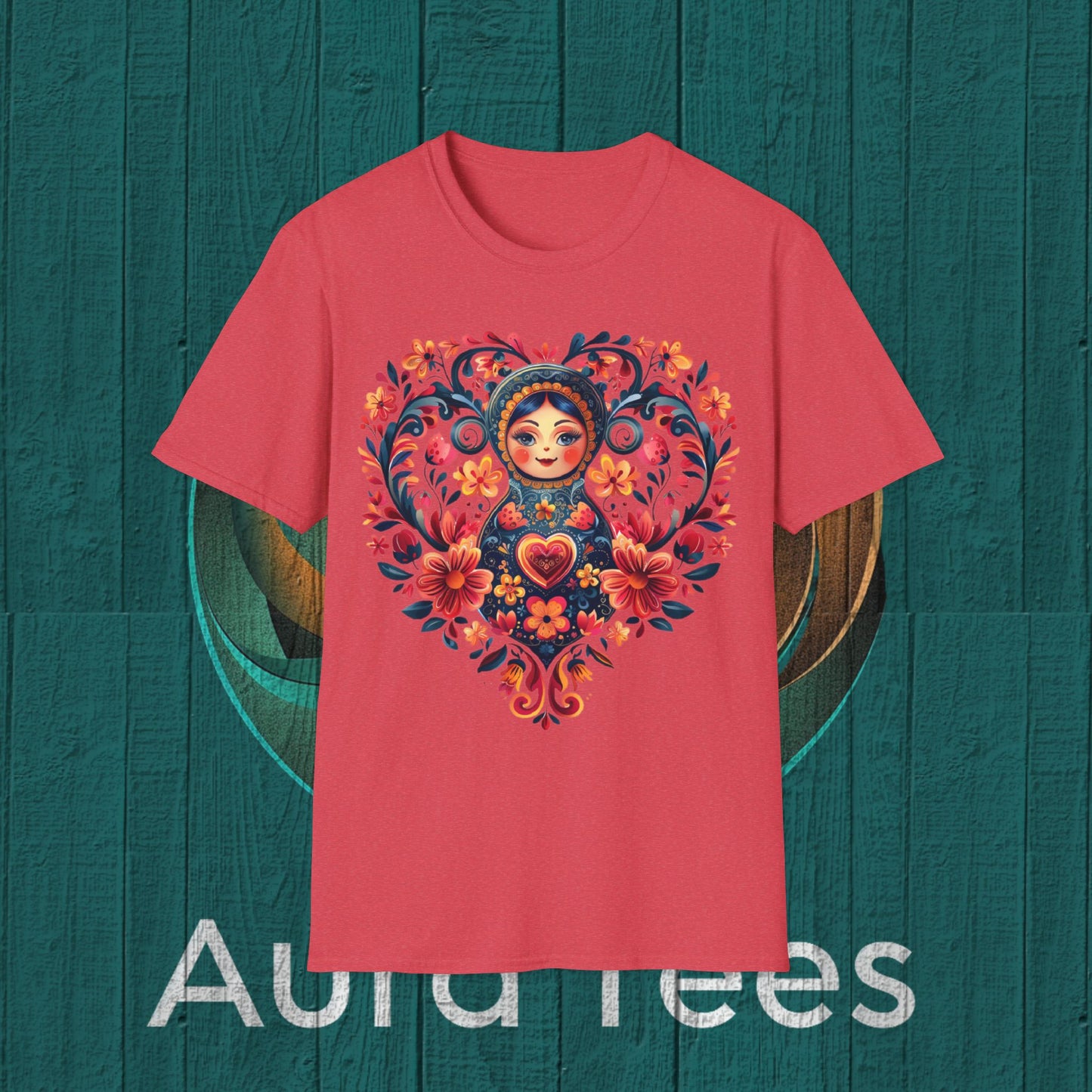 russian nesting doll floral heart tee