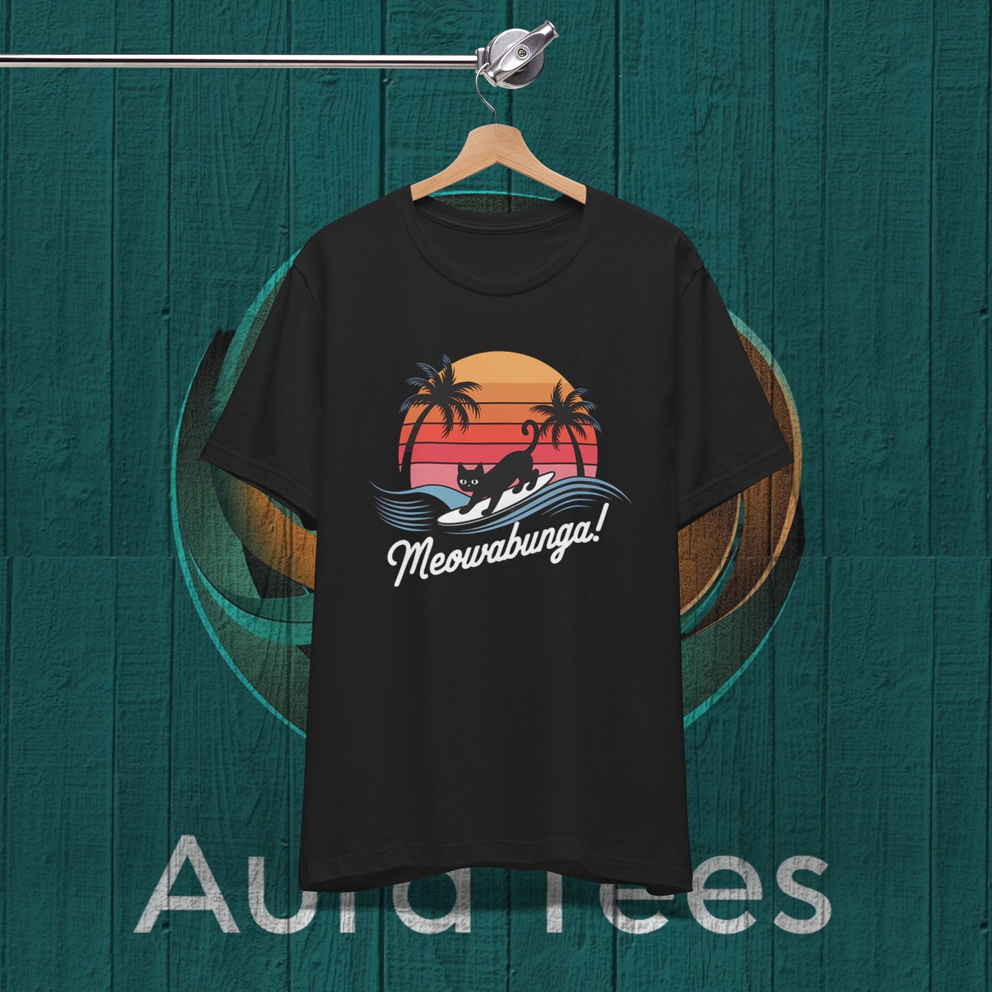 meowabunga Hawaiian cat tee