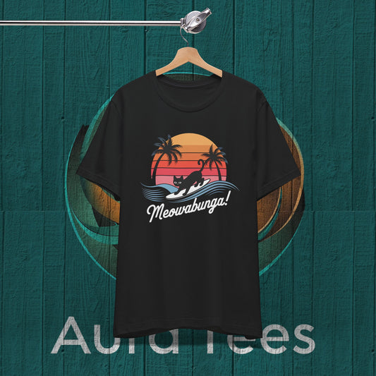 meowabunga Hawaiian cat tee