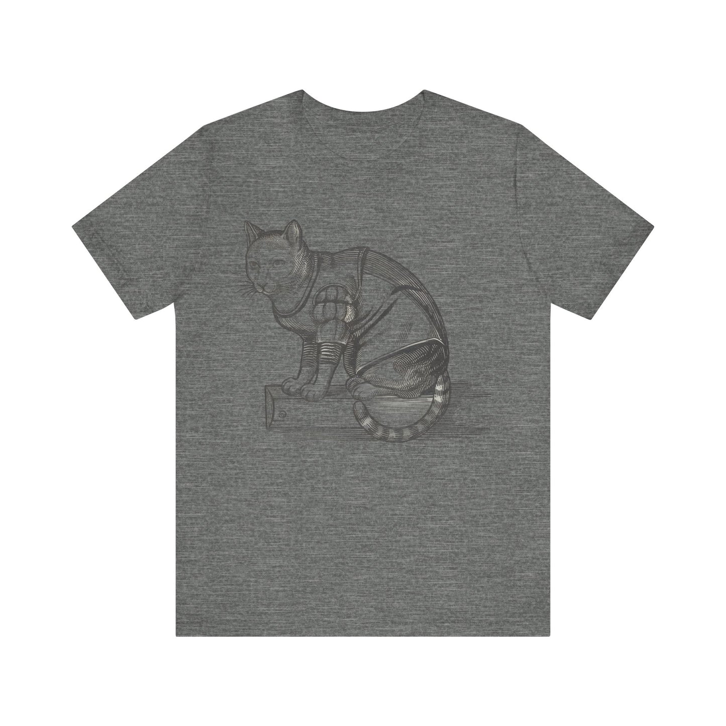 woodblock cut cat tee