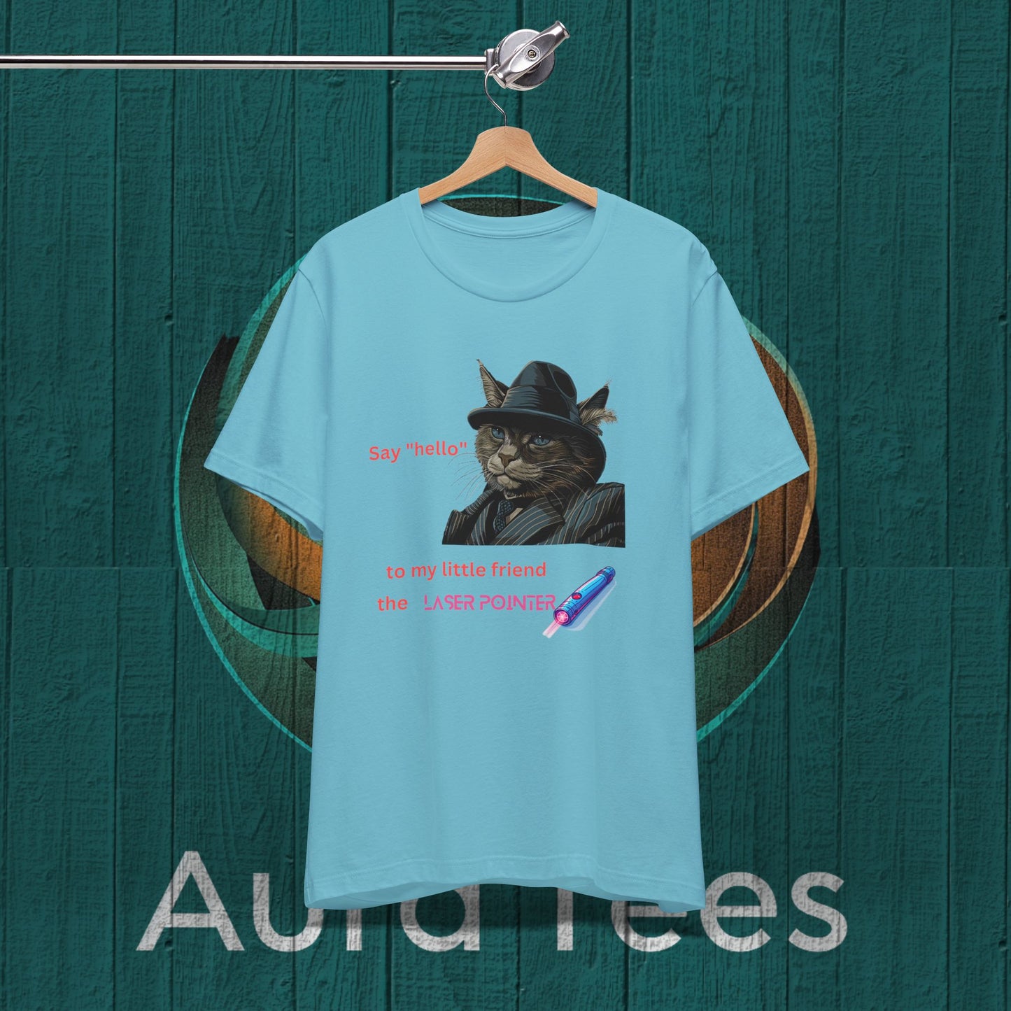 Laser pointer cat mafioso spoof tee