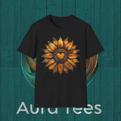 vintage heart sunflower tee