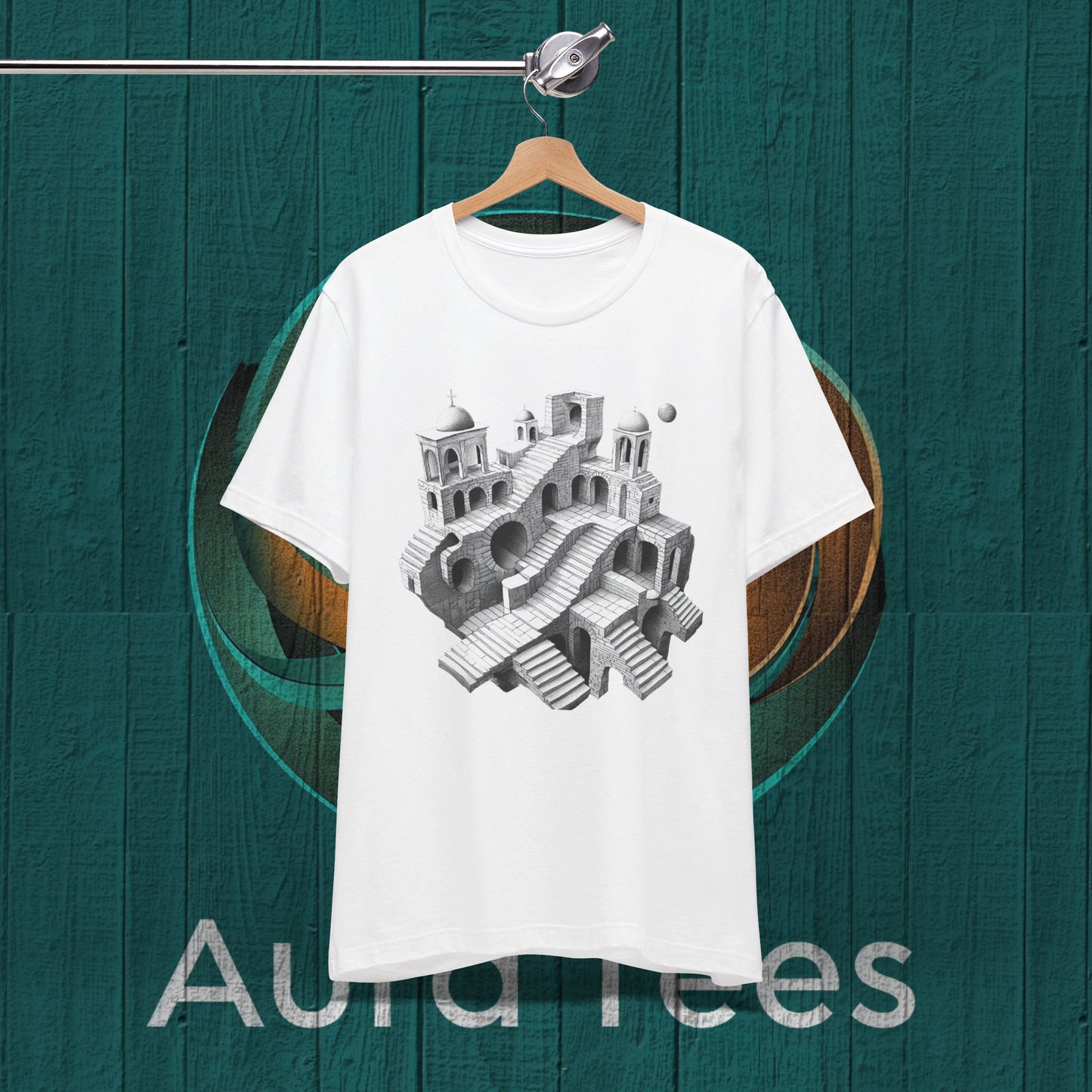 op art escher style tee
