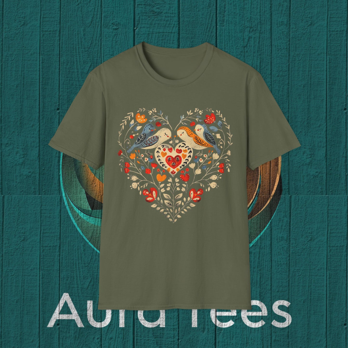 vintage bird heart tee