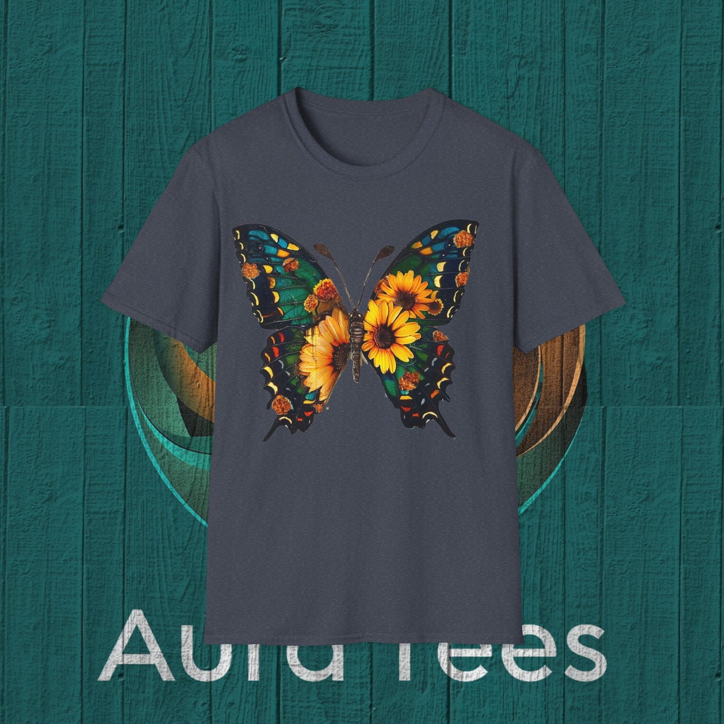 sunflower butterfly double exposure tee