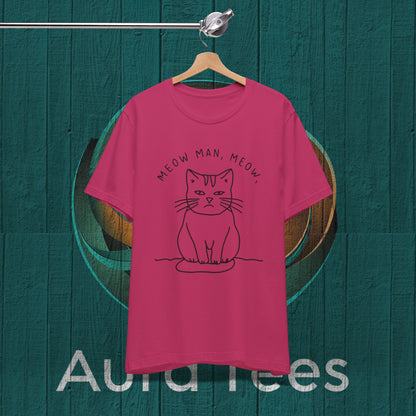 meow man cat spoof tee