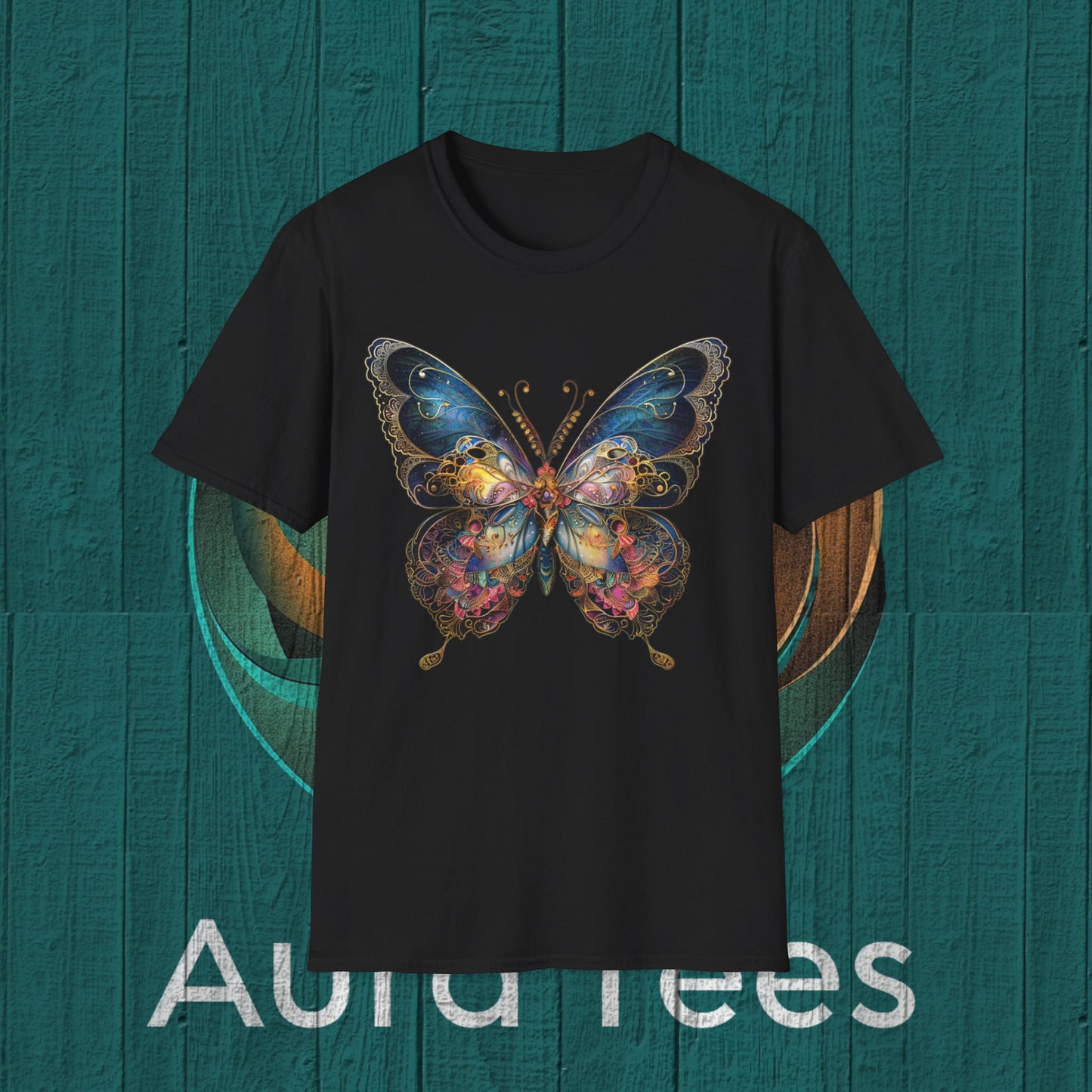stained glass butterfly deco tee