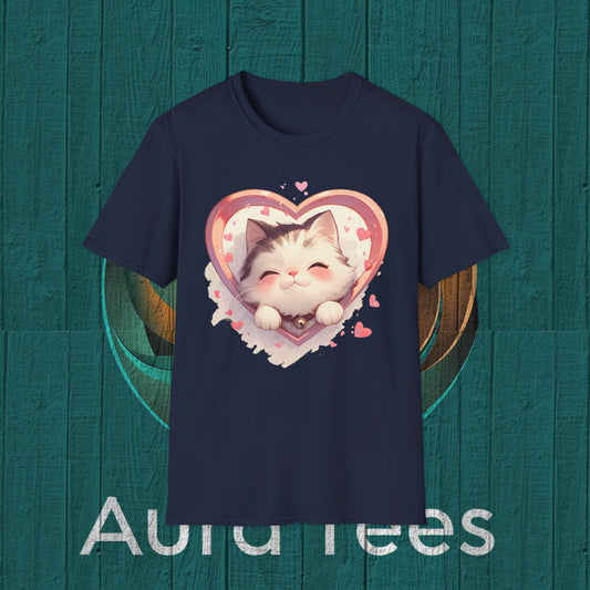 kawaii kitten heart tee