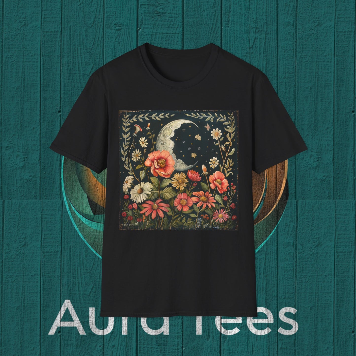 moon and flowers tee