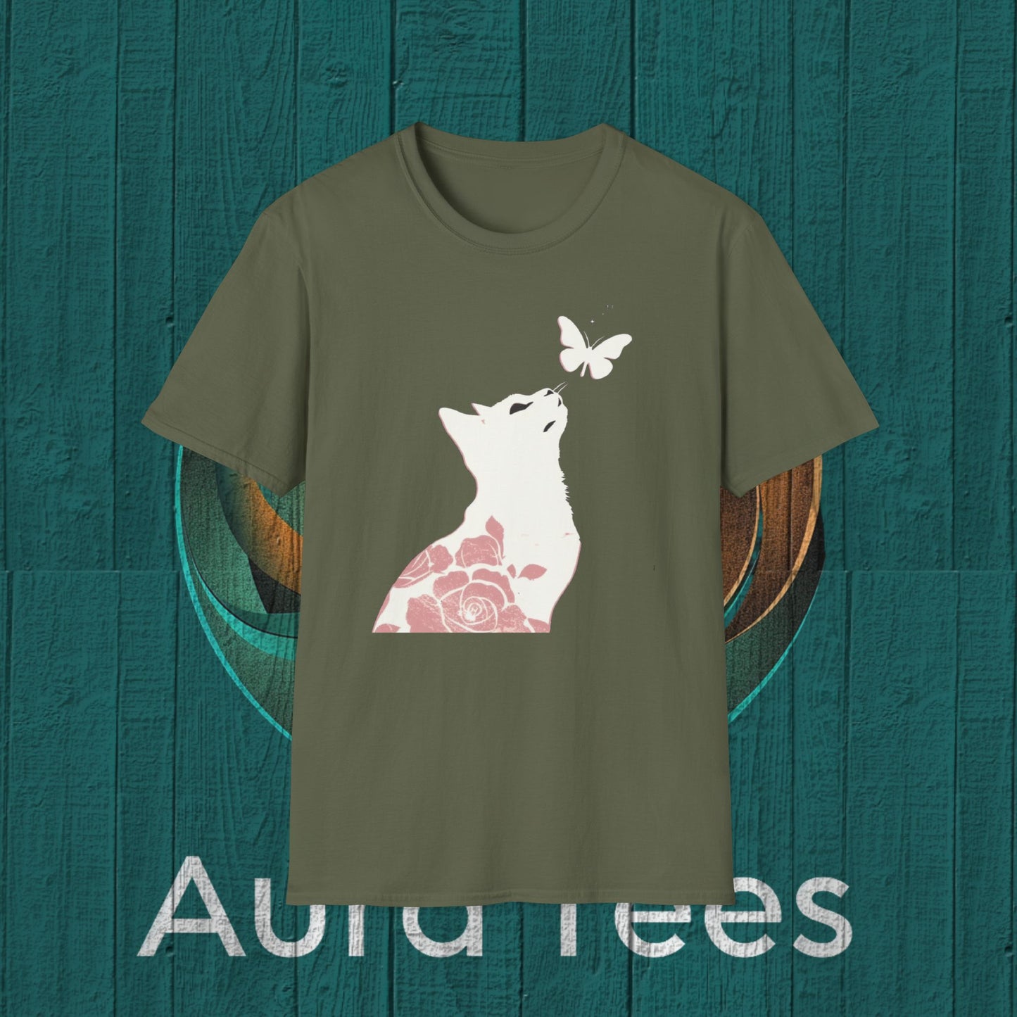 floral cat butterfly tee